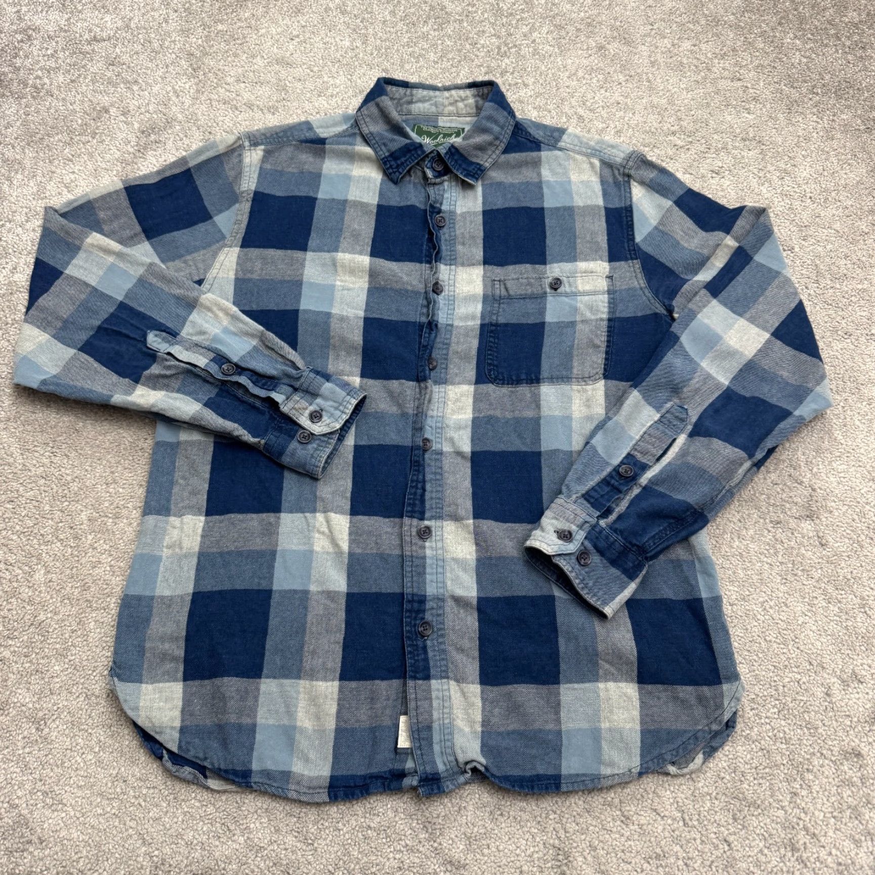 Vintage Woolrich Button-Up Shirt Mens Medium Blue Plaid Casual Linen Cotton Regular STEM-Down? Size US M / EU 48-50 / 2 - 2 Thumbnail