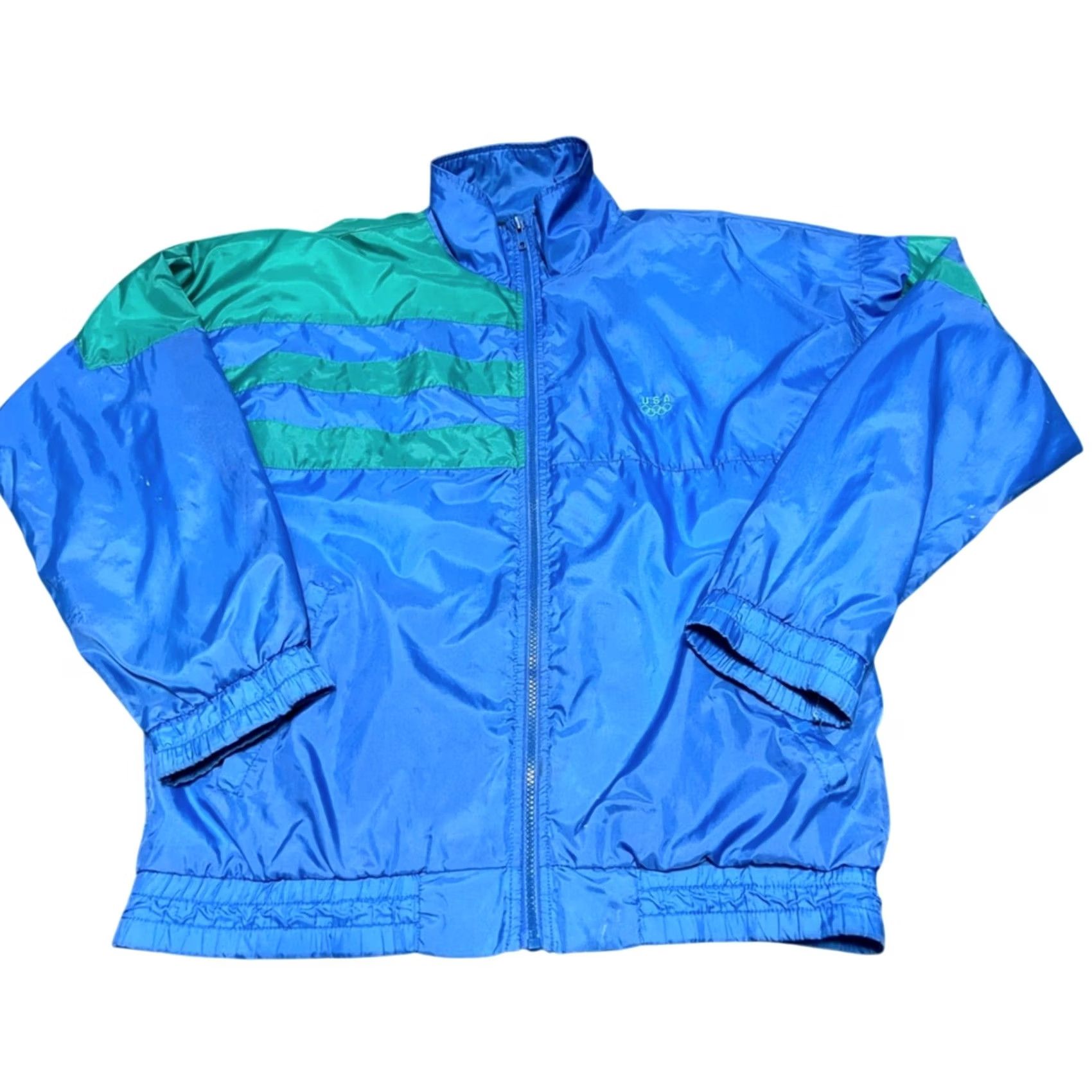 JCPenney VINTAGE USA Olympic Windbreaker Jacket M Men Blue 90s 1990s JC Penny Zippered Nylon Windbreaker Size US M / EU 48-50 / 2 - 2 Thumbnail