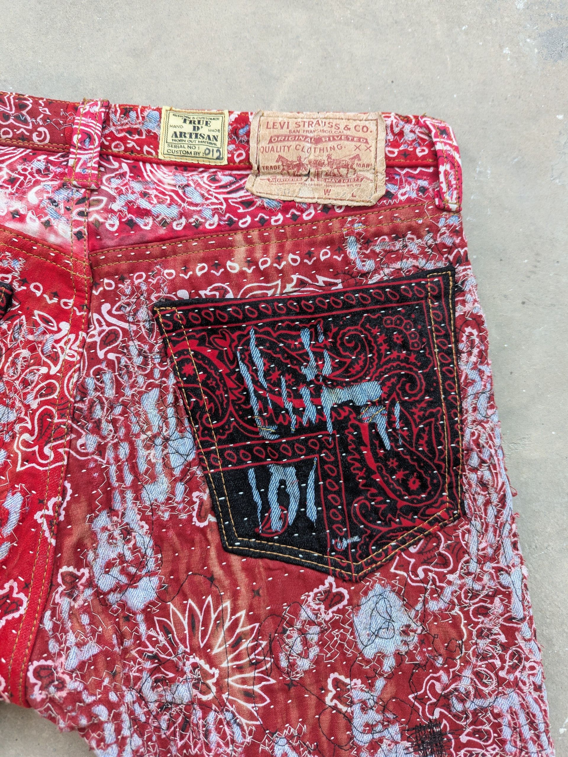 Japanese Brand × Levi's × Vintage Vintage Levis 501 Bandana Boro Inspired Proleta Re Art Size US 30 / EU 46 - 16 Thumbnail