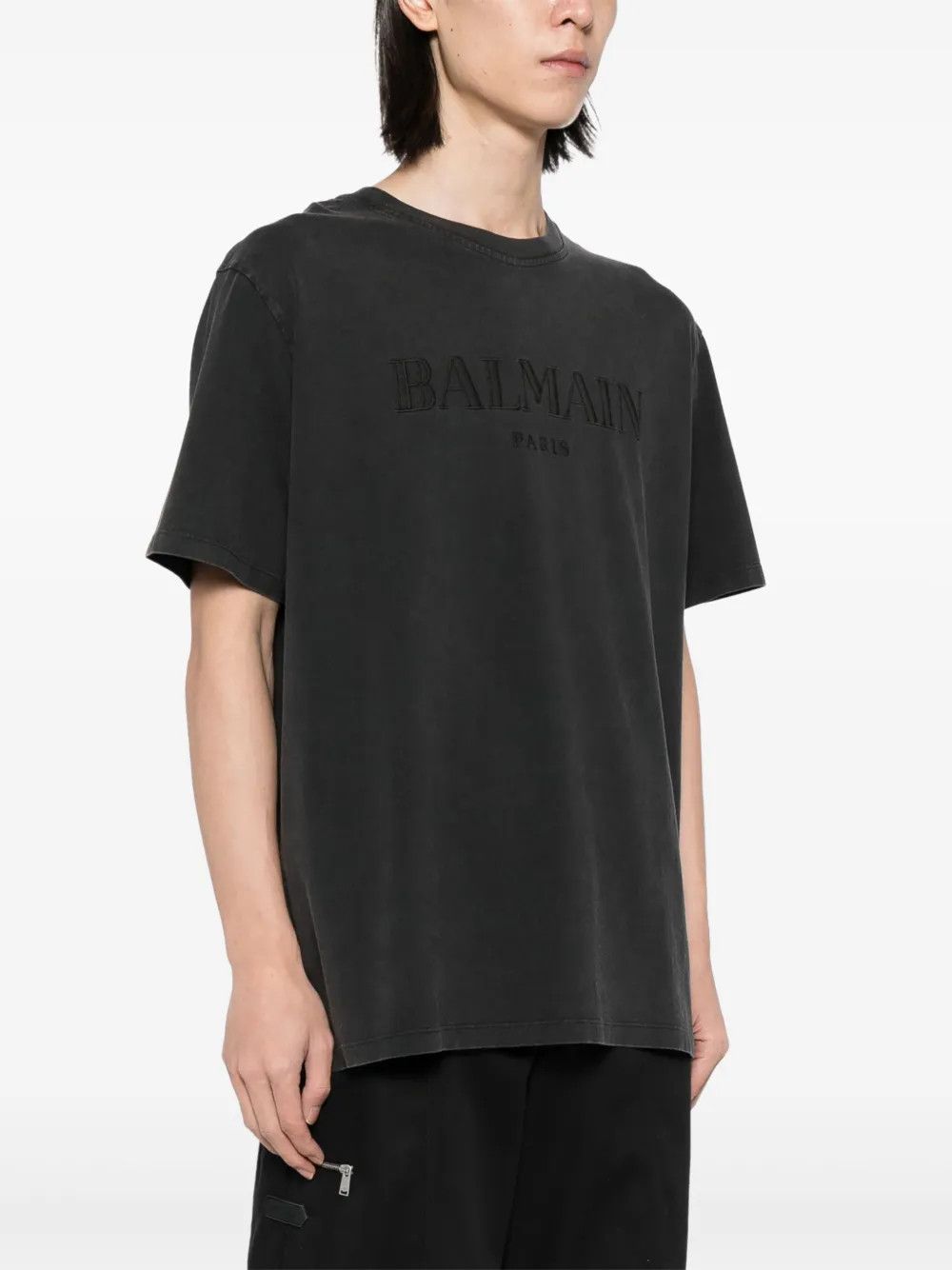 Balmain o1y0426 Logo Crewneck T-Shirt in Dark Gray Size US S / EU 44-46 / 1 - 3 Thumbnail