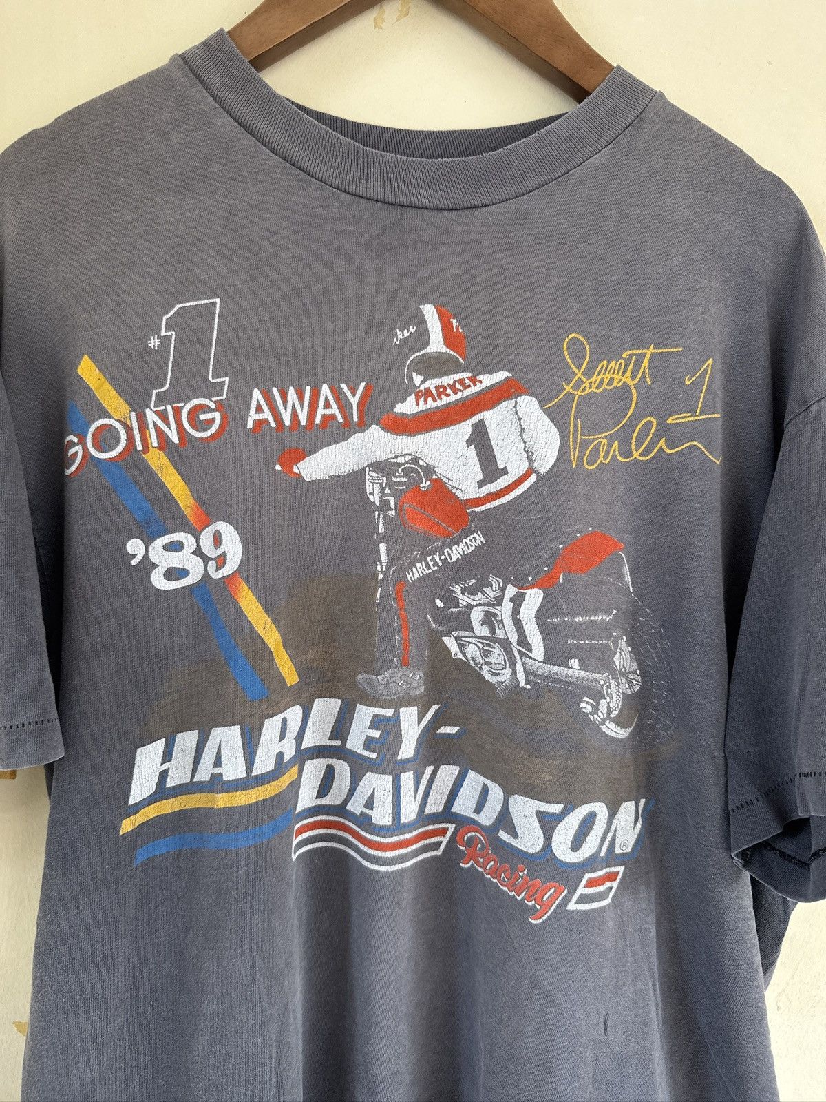 Harley Davidson *RARE* 1989 80s VINTAGE HARLEY DAVIDSON RACING SCOTT PARKER Size US XL / EU 56 / 4 - 2 Thumbnail