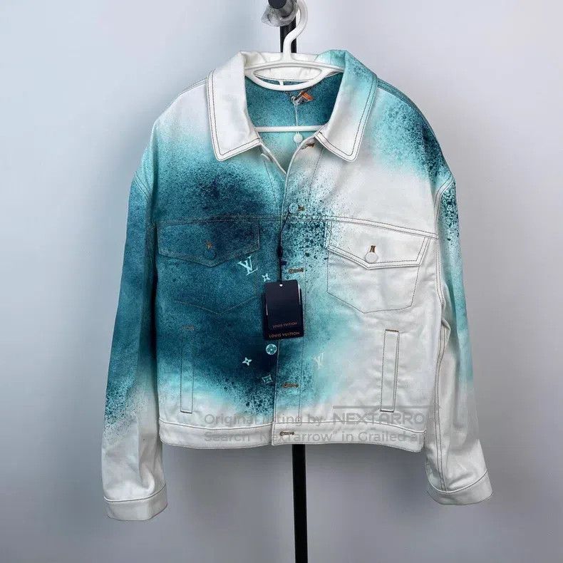 Louis Vuitton White and blue splash-ink denim jacket