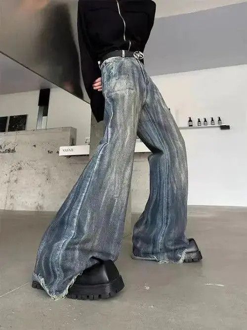 Jean Miyahara x Rina Baggy Washed Striped Wide Leg Denim Jeans Size US 32 / EU 48 - 8 Thumbnail