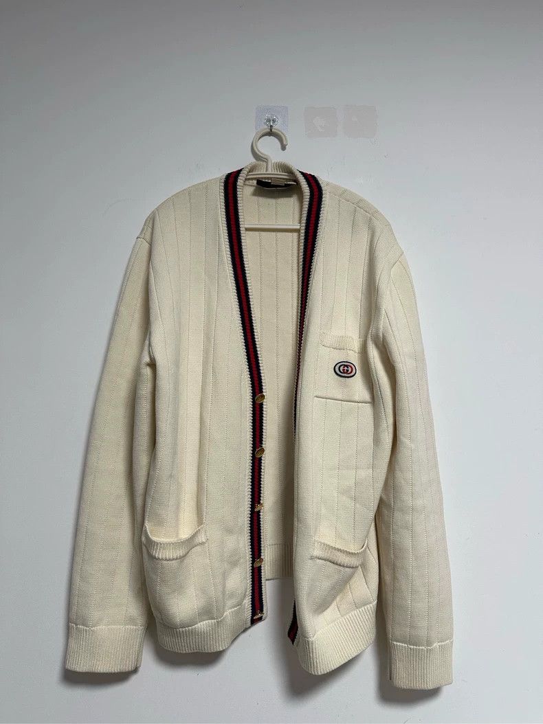 Gucci Gucci Classic Cream Cardigan with V-Neck Design - dmc Size US L / EU 52-54 / 3 - 1 Thumbnail