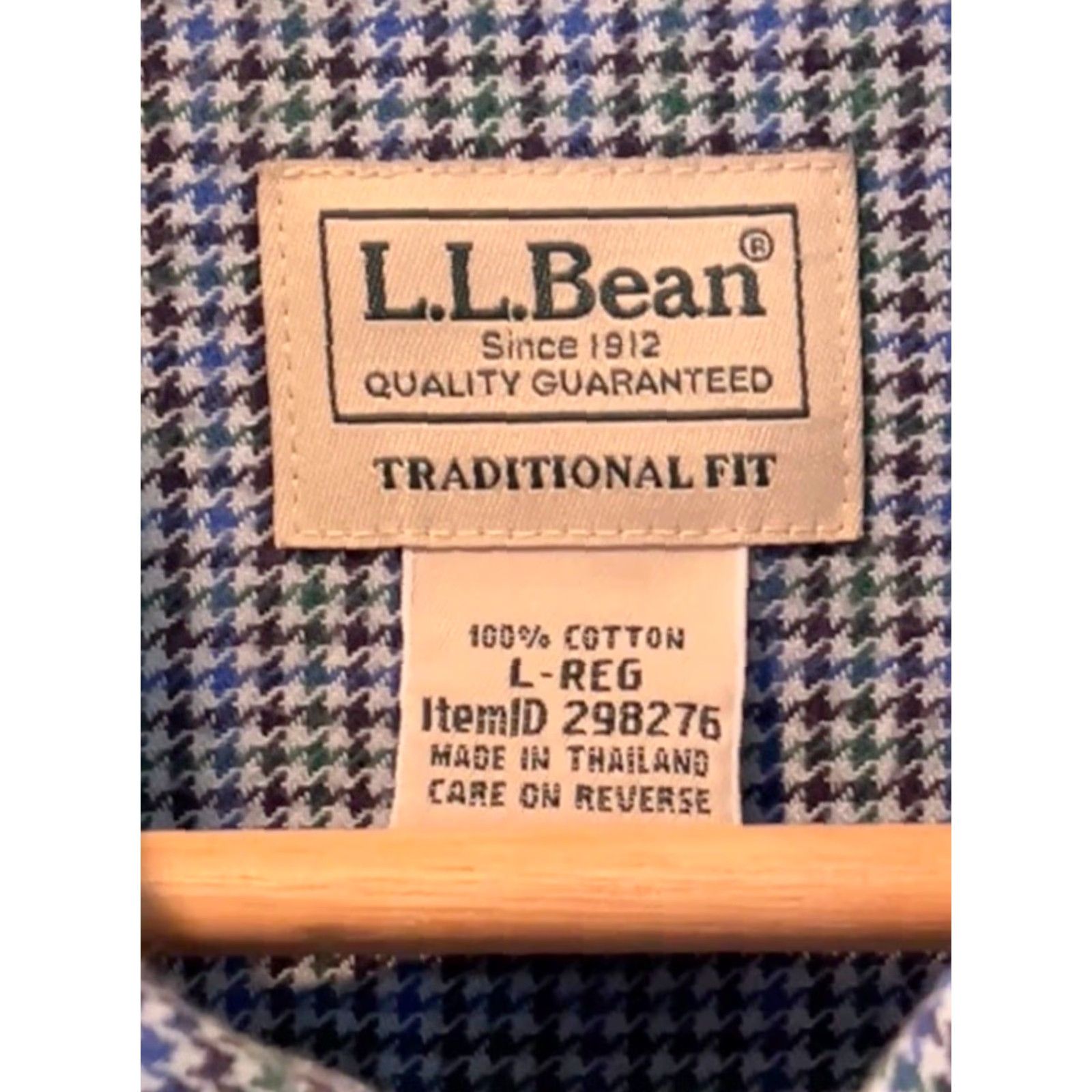 Vintage LL Bean Mens Large Multi Blue Houndstooth Check Flannel Button Down Shirt Pocket Size US L / EU 52-54 / 3 - 4 Thumbnail