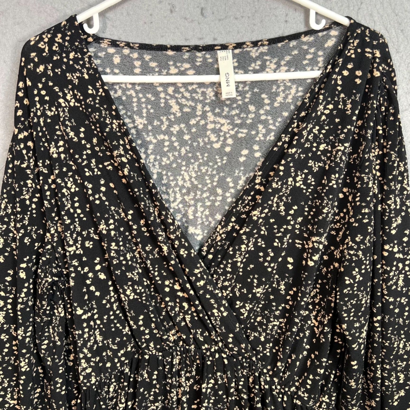 Mango Mango MNG Womens Size 8 Floral Black Beige Long Sleeve Dress Size M / US 6-8 / IT 42-44 - 4 Thumbnail
