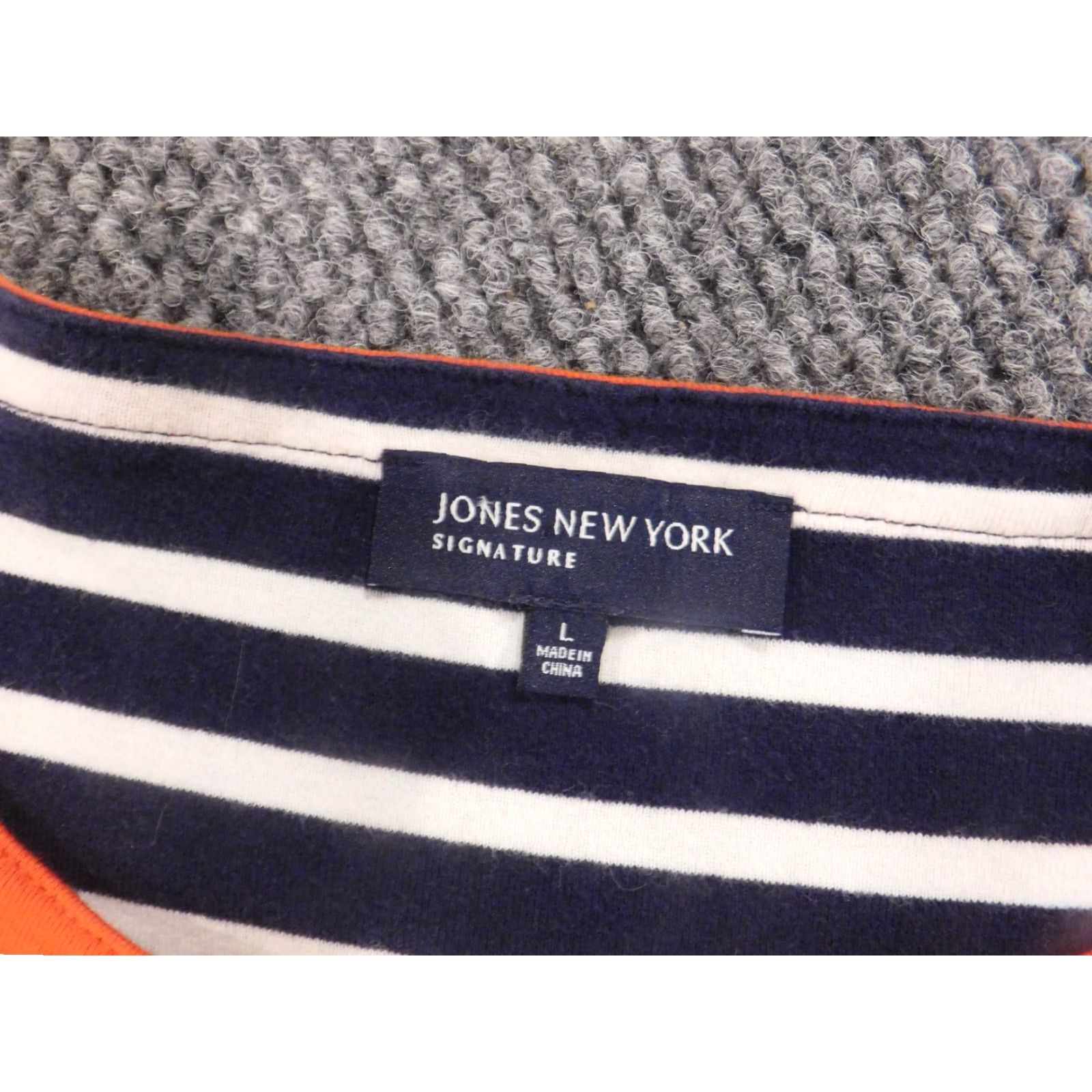 Jones New York Jones New York Womens Sweater L Blue Striped Pullover Knit 100% Cotton Open-Knit Stretch Sports Regular Women Size L / US 10 / IT 46 - 5 Thumbnail