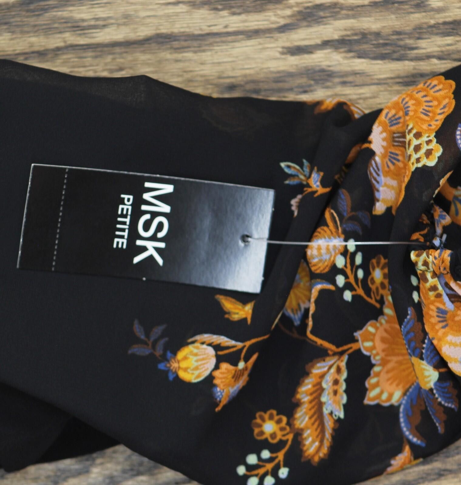 Other Nwt Msk Sheer Long Sleeve Midi Shift Dress Black / Multi Ps Size S / US 4 / IT 40 - 4 Thumbnail