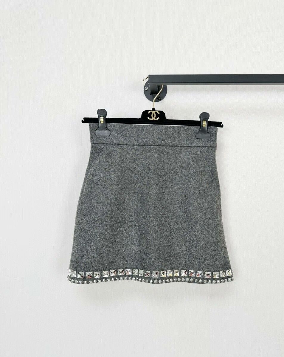 Miu Miu Miumiu wool rhinestone skirt Size 36" / US 14 / IT 50 - 1 Thumbnail