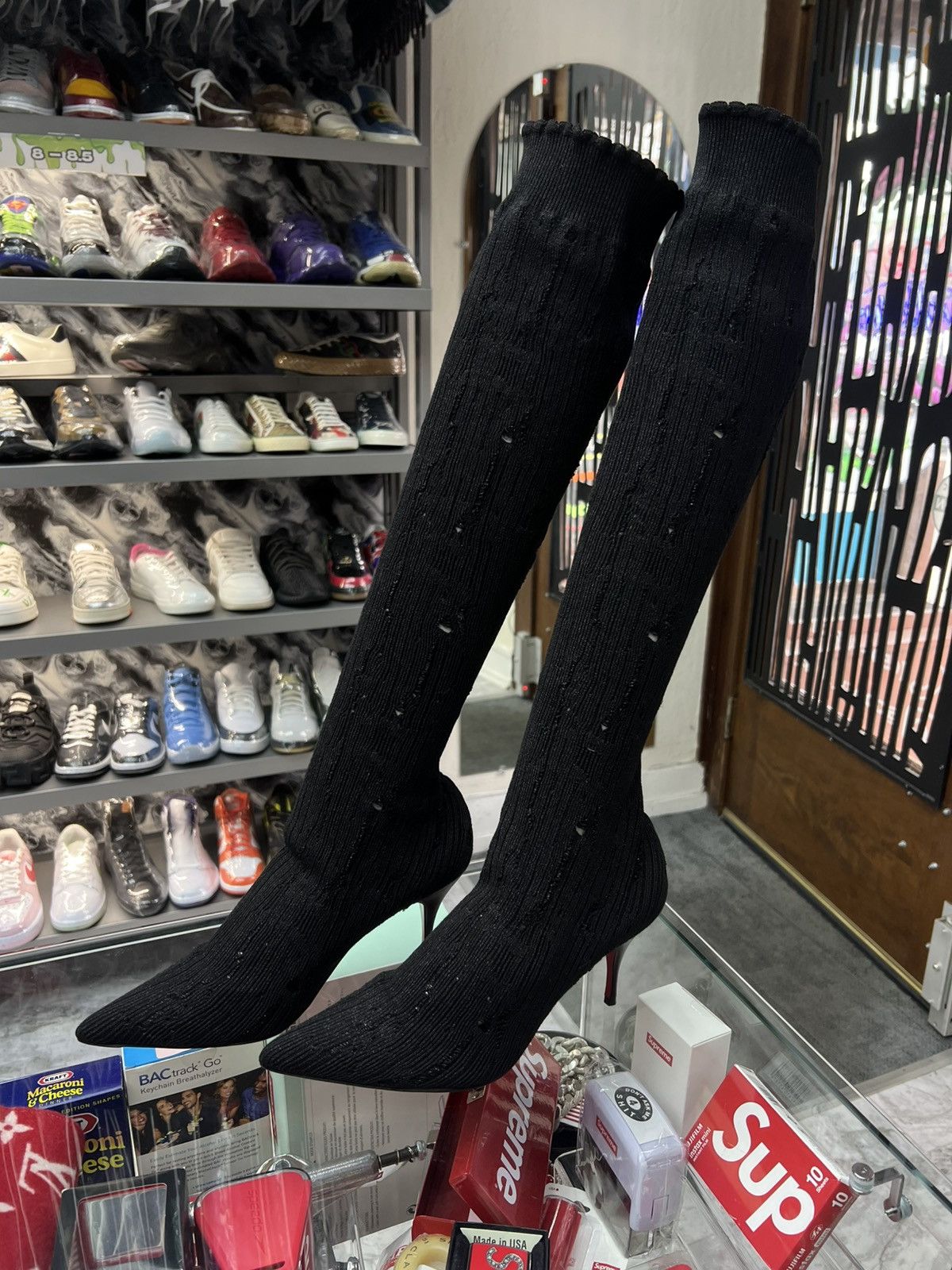 Christian Louboutin Christian Louboutin Tricot Sandrine Sock Knee Boots Size US 7.5 / IT 37.5 - 1 Thumbnail