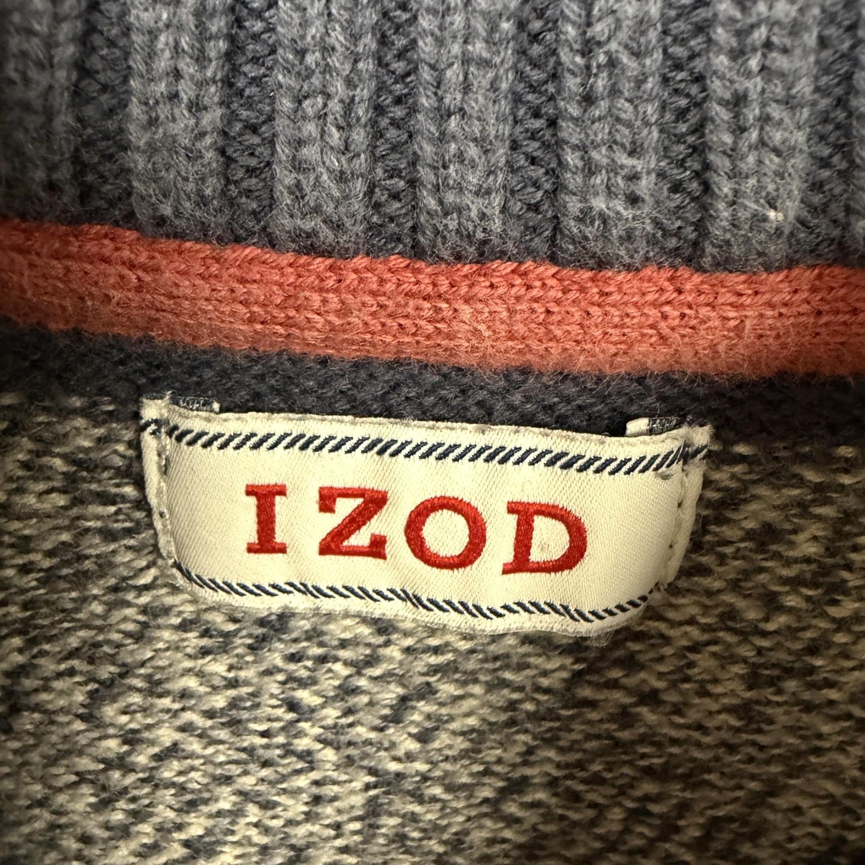 Izod Izod Mens L Blue Gray Stripe Mock Neck Henley Sweater Size US L / EU 52-54 / 3 - 5 Thumbnail