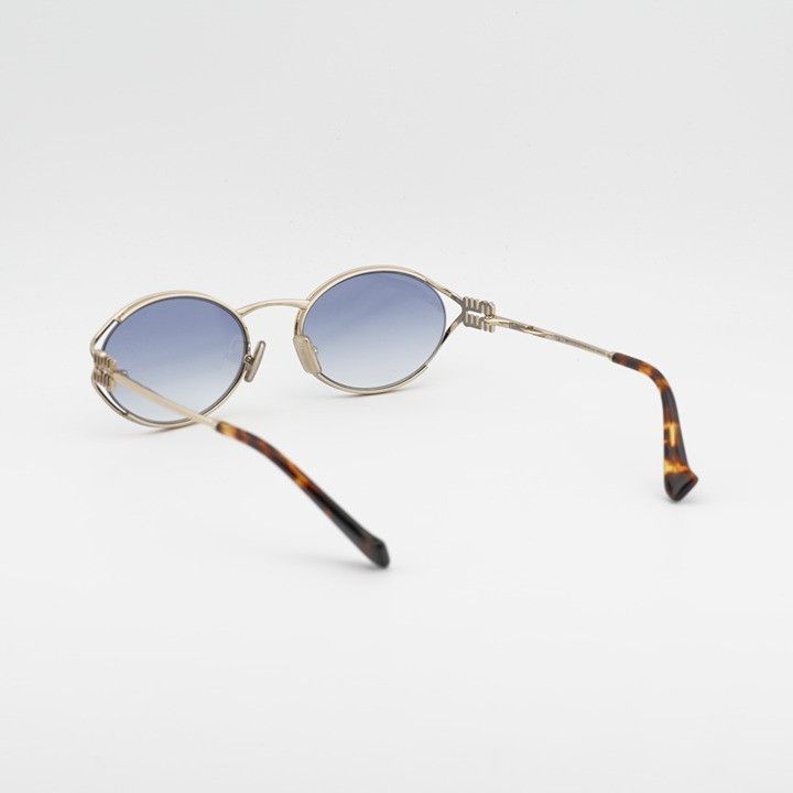 Miu Miu Miu Miu MU52YS ZVN80O Sunglasses Gold Oval Frame, Blue Size ONE SIZE - 10 Thumbnail