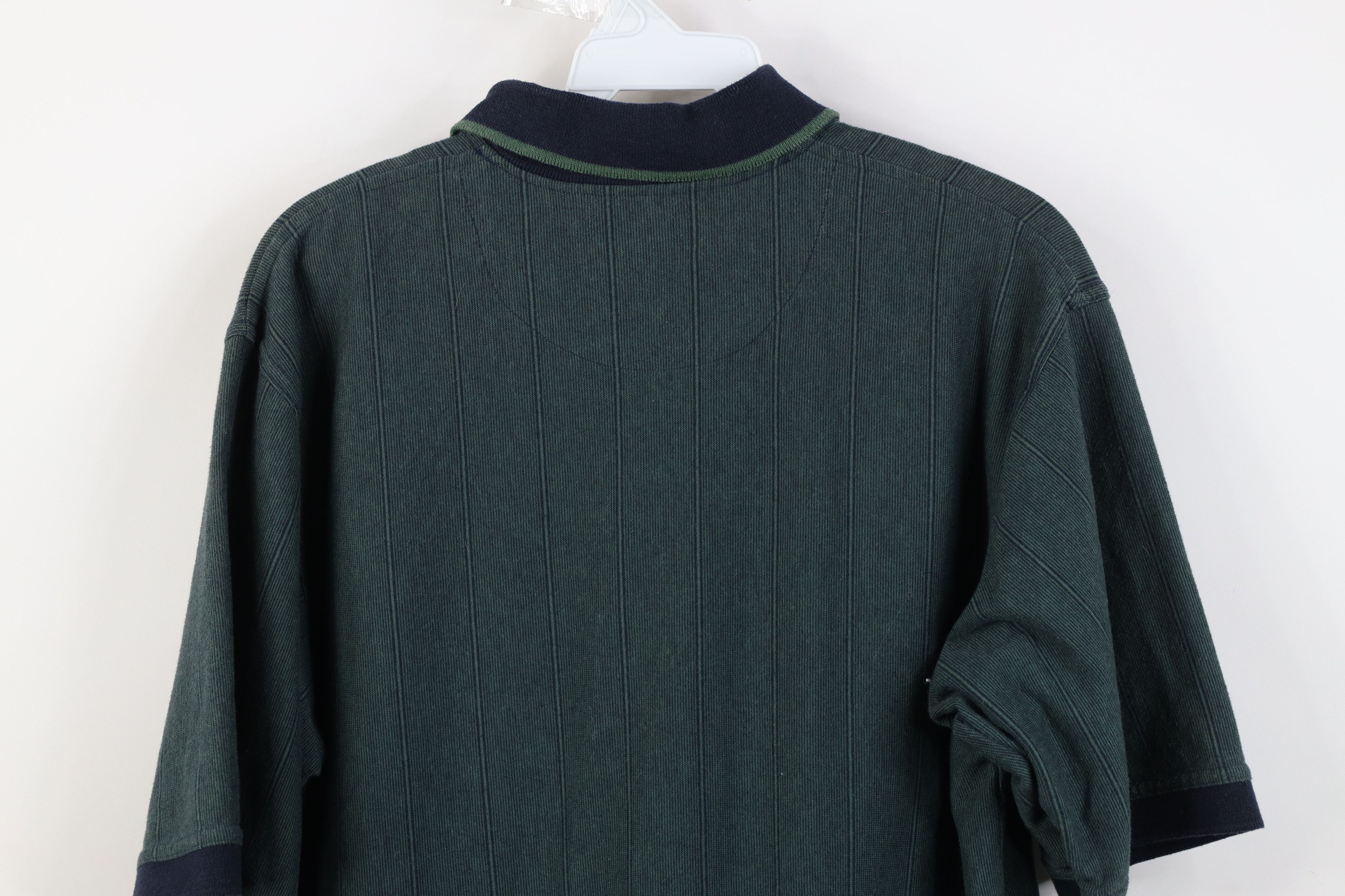 Vintage Vintage 90s Streetwear Striped Knit Golf Polo Shirt Green Size US M / EU 48-50 / 2 - 11 Thumbnail