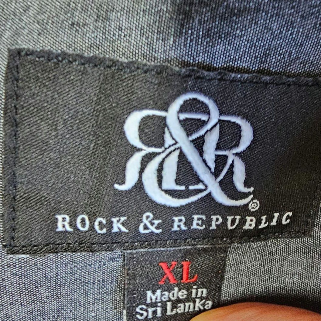Rock & Republic Rock & Republic Men's Long Sleeve Gray Button Up Zipper XL Size US XL / EU 56 / 4 - 6 Thumbnail