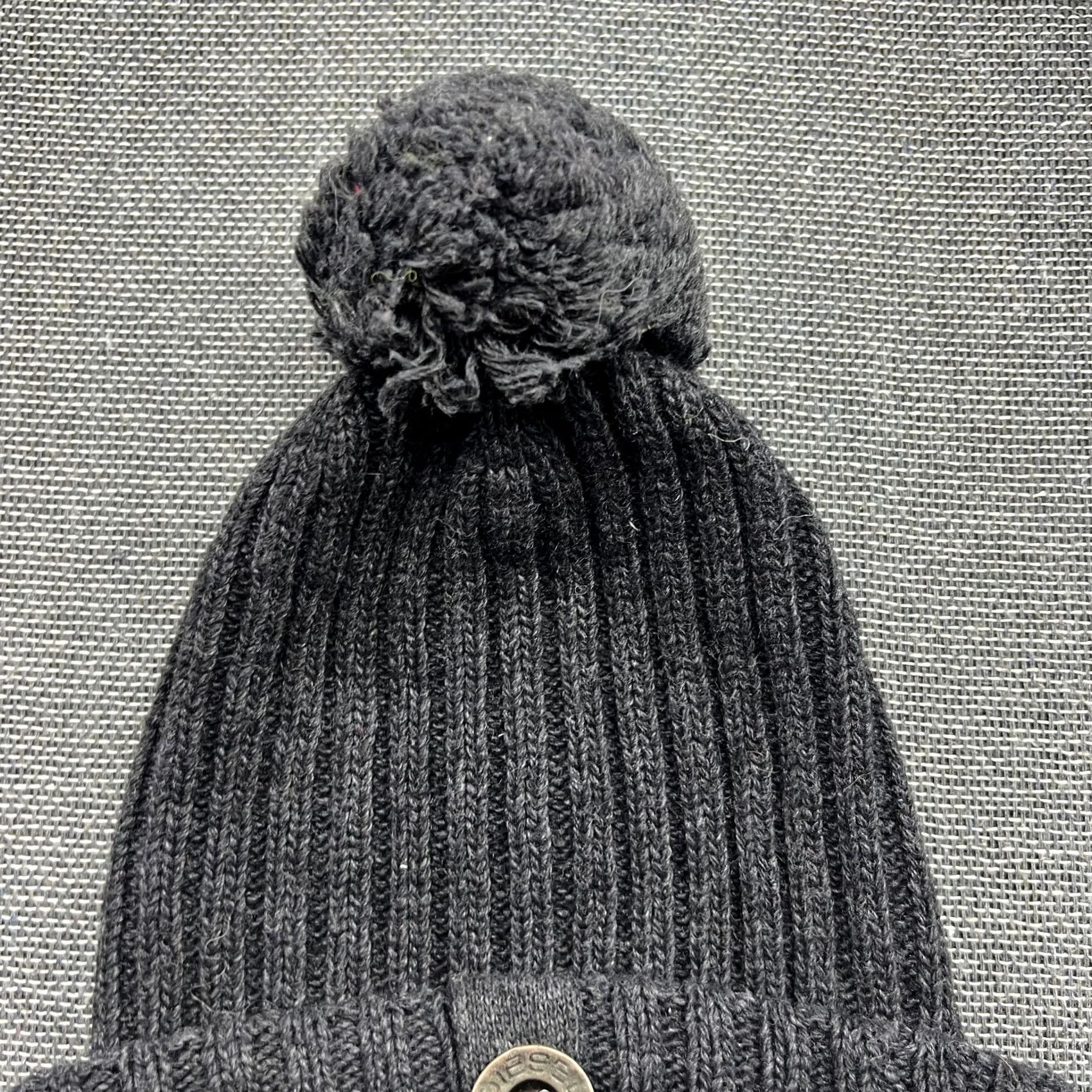 Diesel VINTAGE Diesel Beanie Hat One Size OS 100% Wool Gray Cuffed Ribbon Pom Pom Unisex Adults Mens Womens Size ONE SIZE - 5 Thumbnail