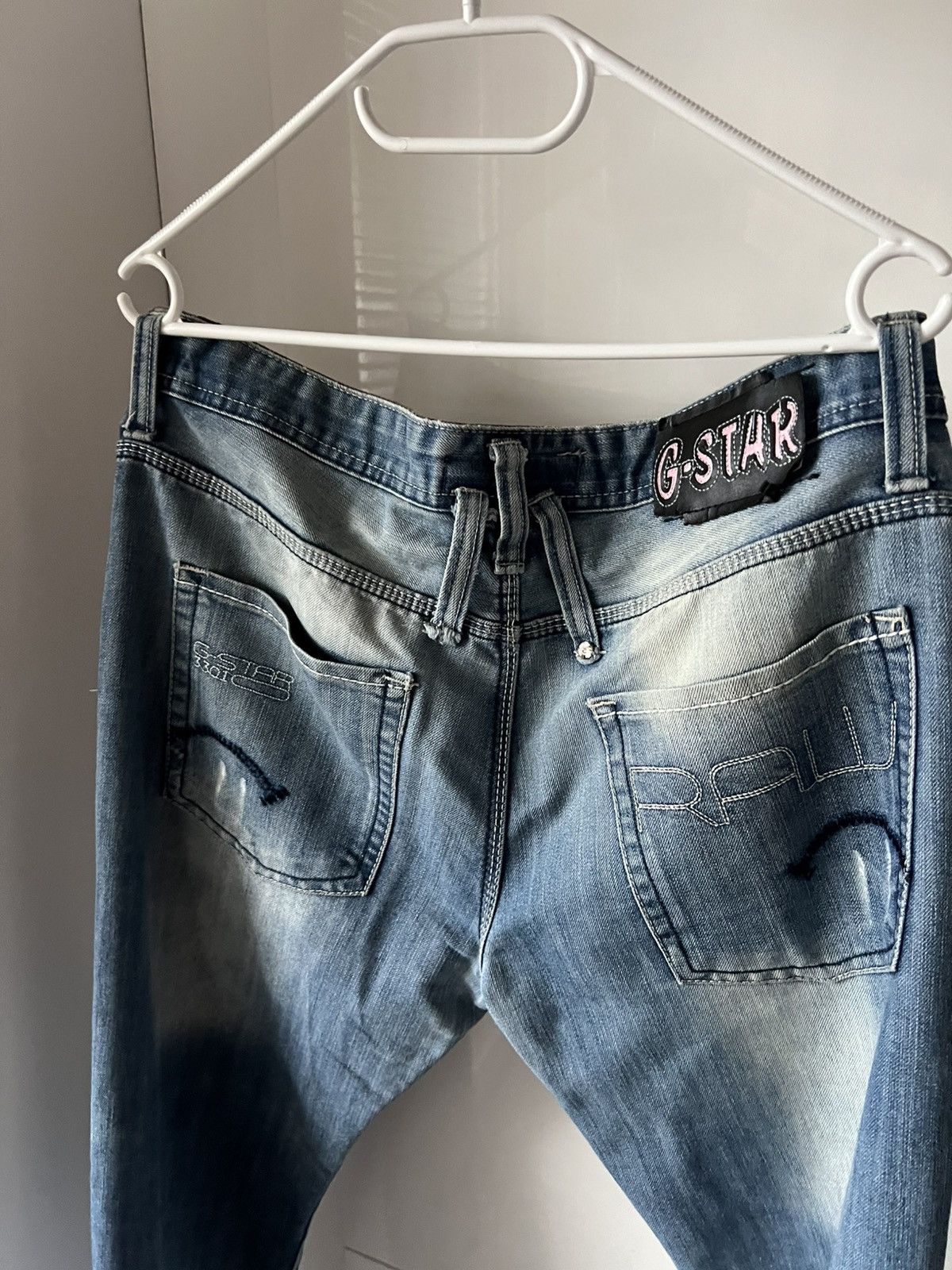 G-Star G Star Vintage Y2k Opium Distressed Denim Embroidered Jeans Size US 33 - 21 Thumbnail
