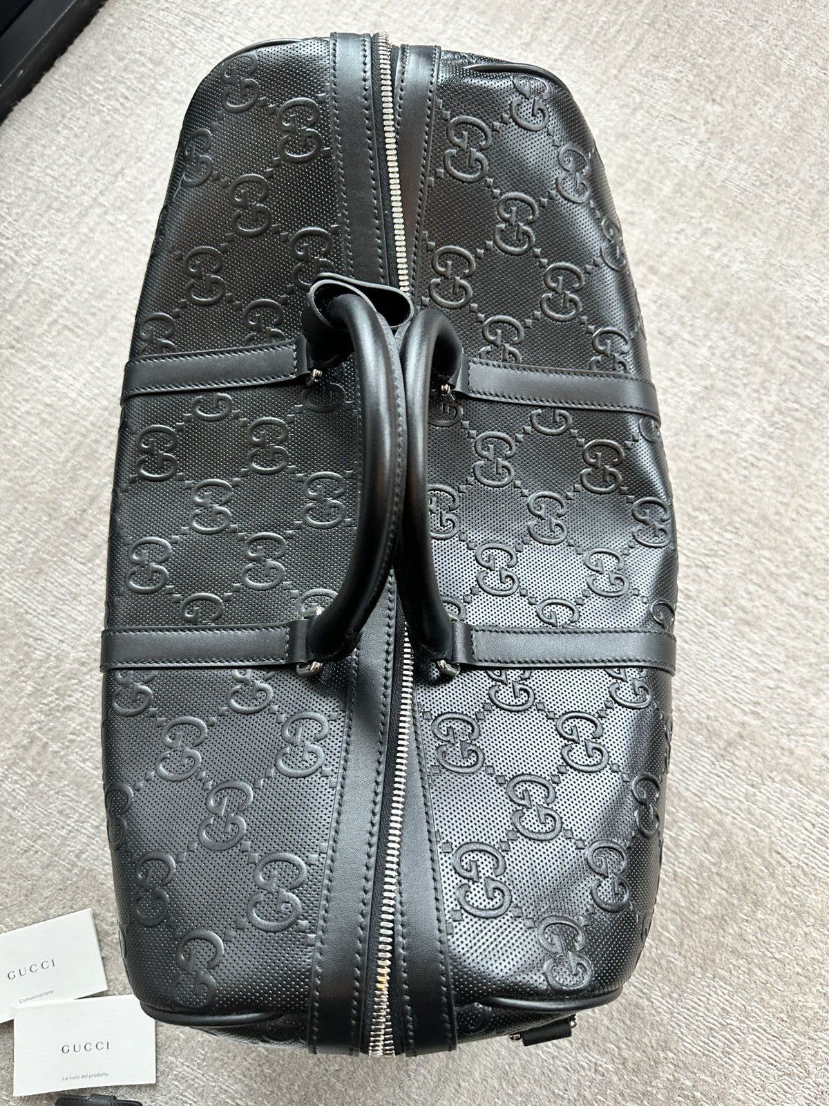 Gucci Black Leather GG Embossed Duffle Size ONE SIZE - 3 Thumbnail