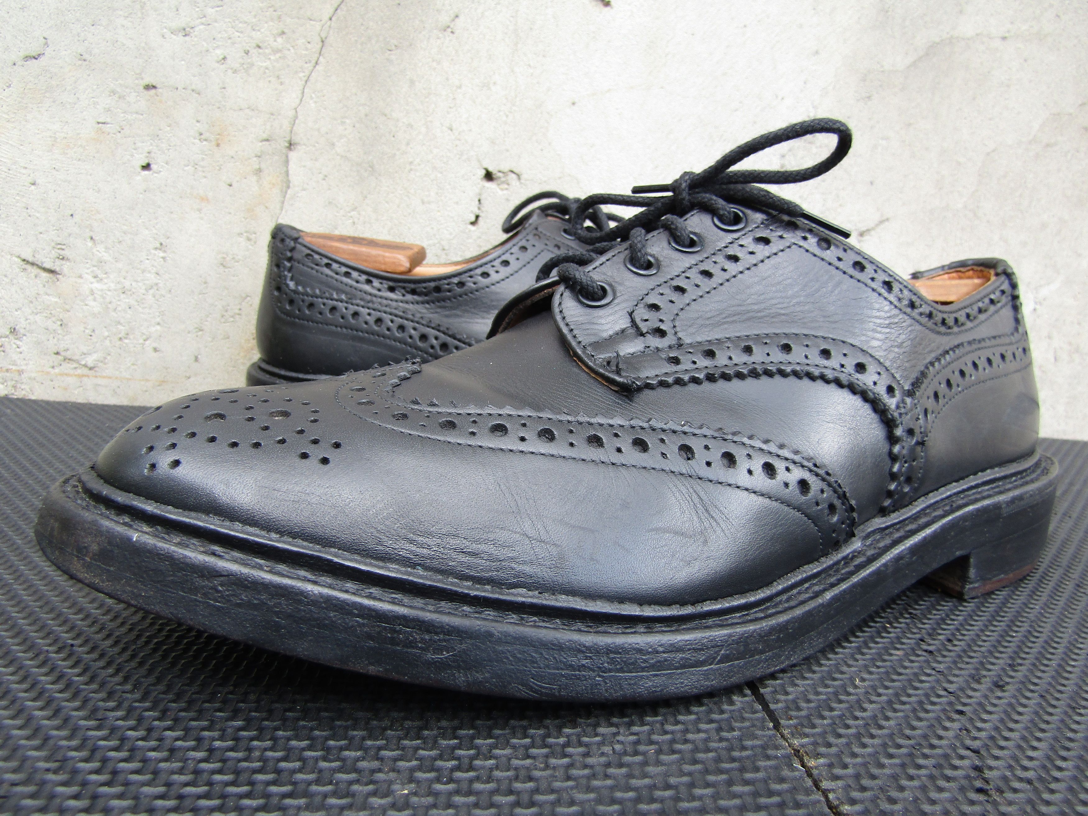 Trickers Keswick Black Leather Derby Brogue Shoes, Men's (Size 9)