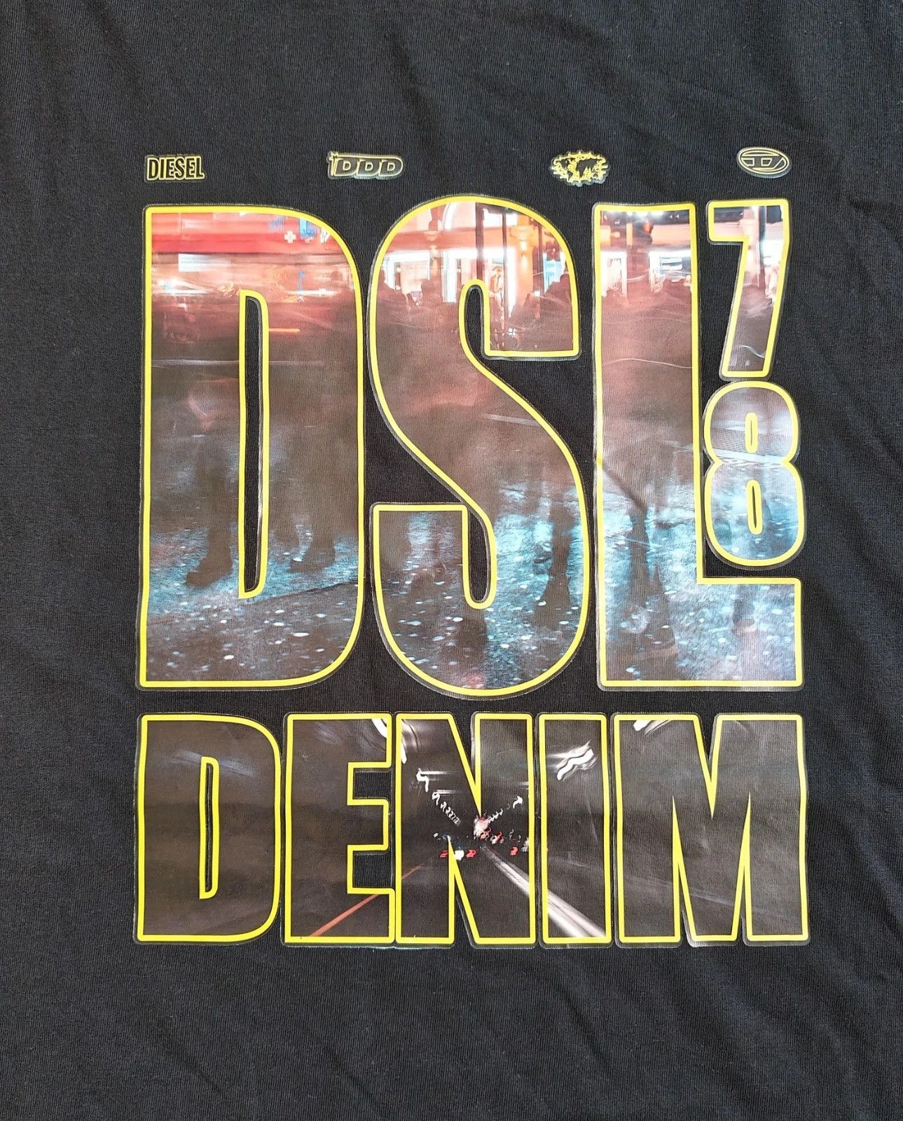 Diesel DIESEL Black T-shirt with DSL 78 Denim print T 4154 Size US L / EU 52-54 / 3 - 3 Thumbnail