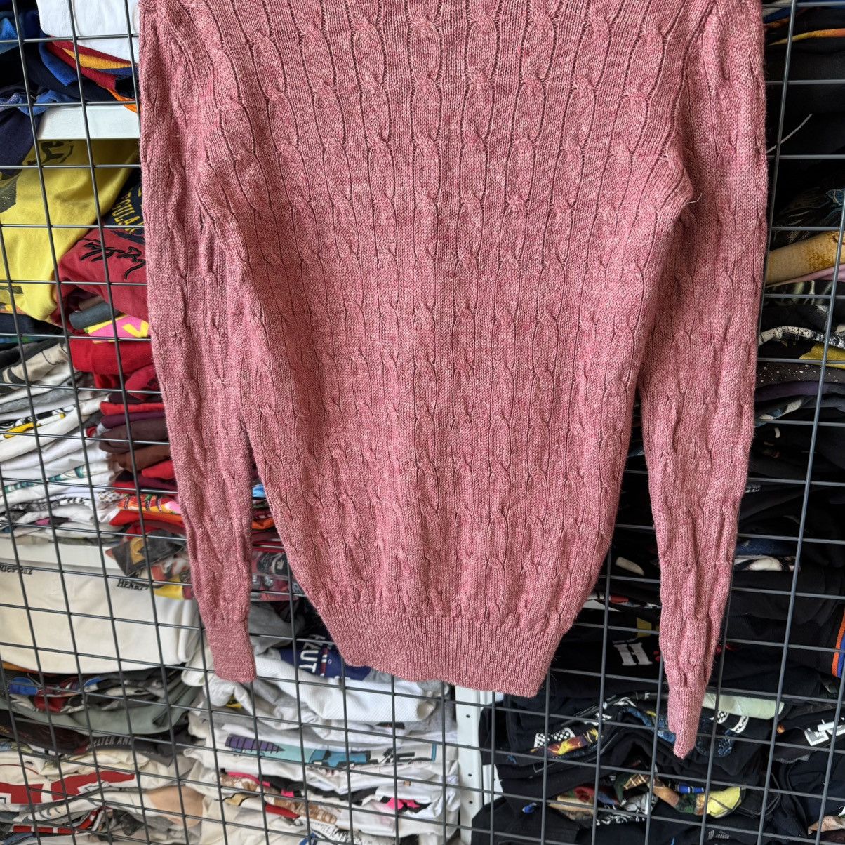 Polo Ralph Lauren Vintage Polo Ralph Lauren Cable Knit V-neck Pink Sweater Size S / US 4 / IT 40 - 11 Thumbnail