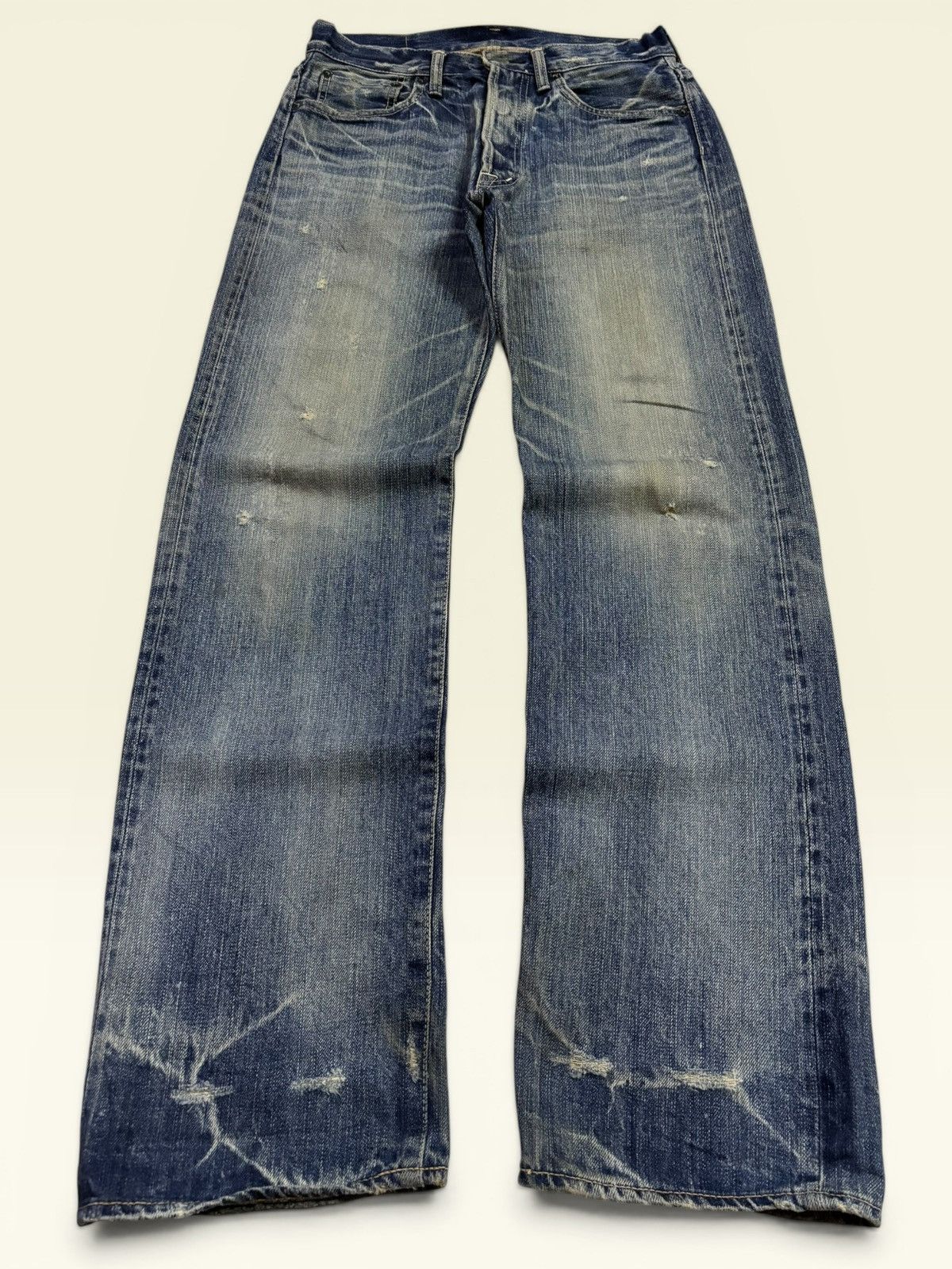 Samurai Jeans Vtg Japan Omnigod Selvedge Grunge Whisker Faded Jeans Size US 29 - 2 Thumbnail
