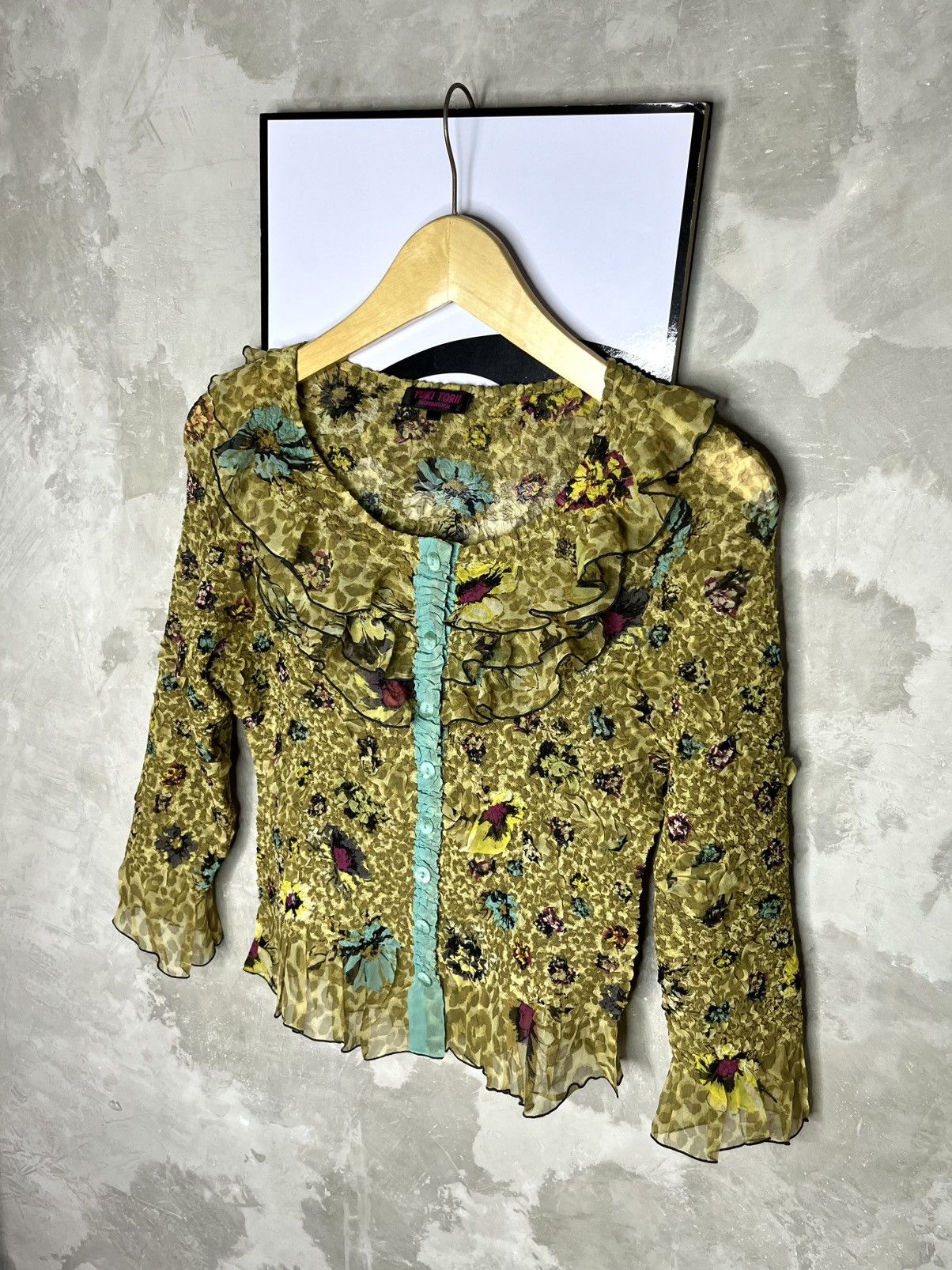 Pleats Please Issey Miyake Yuki Torii International Crinkle Floral Sheer Blouse Size M / US 6-8 / IT 42-44 - 2 Thumbnail