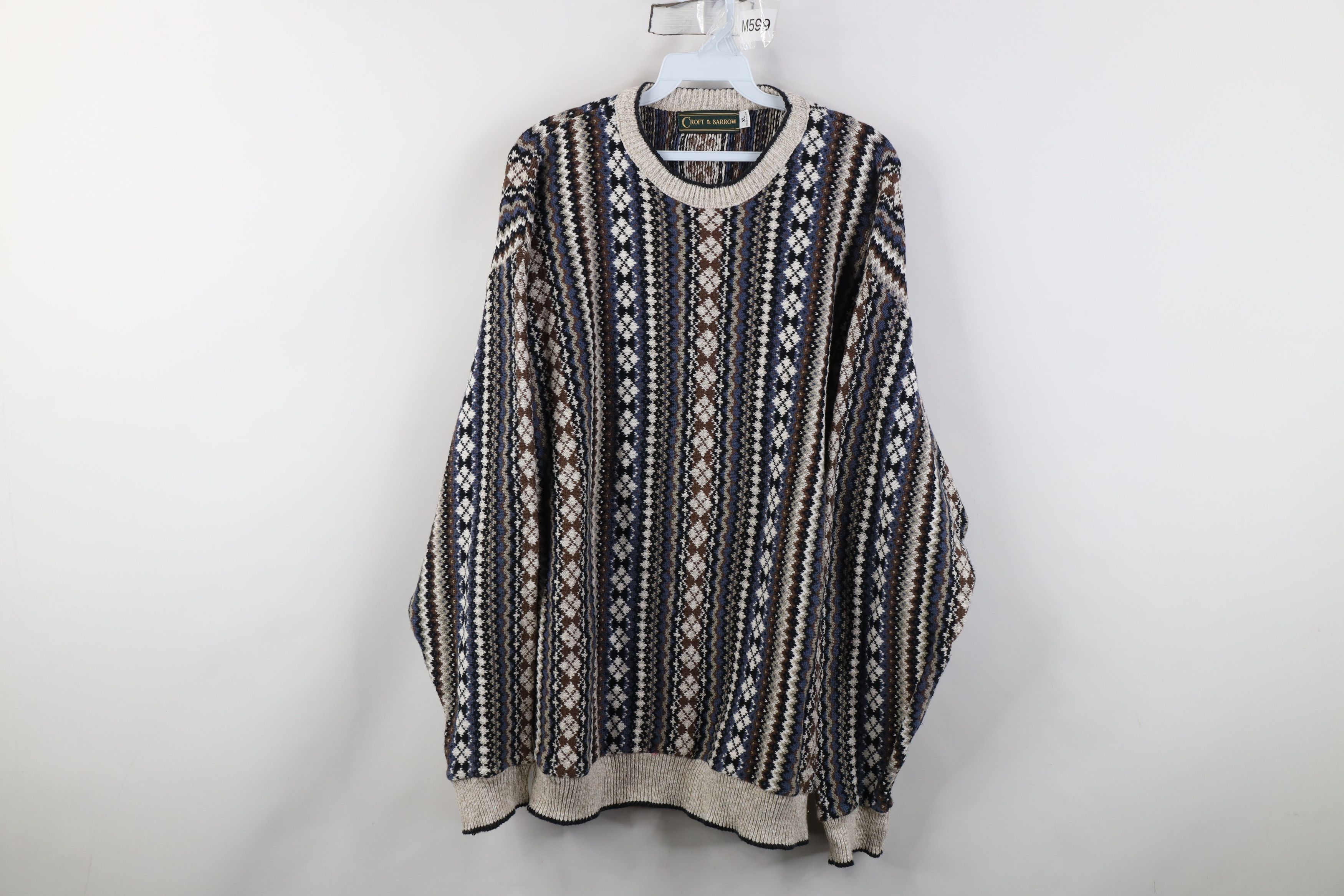 Vintage Vintage 90s Streetwear Fair Isle Knit Crewneck Sweater USA Size US XL / EU 56 / 4 - 1 Thumbnail