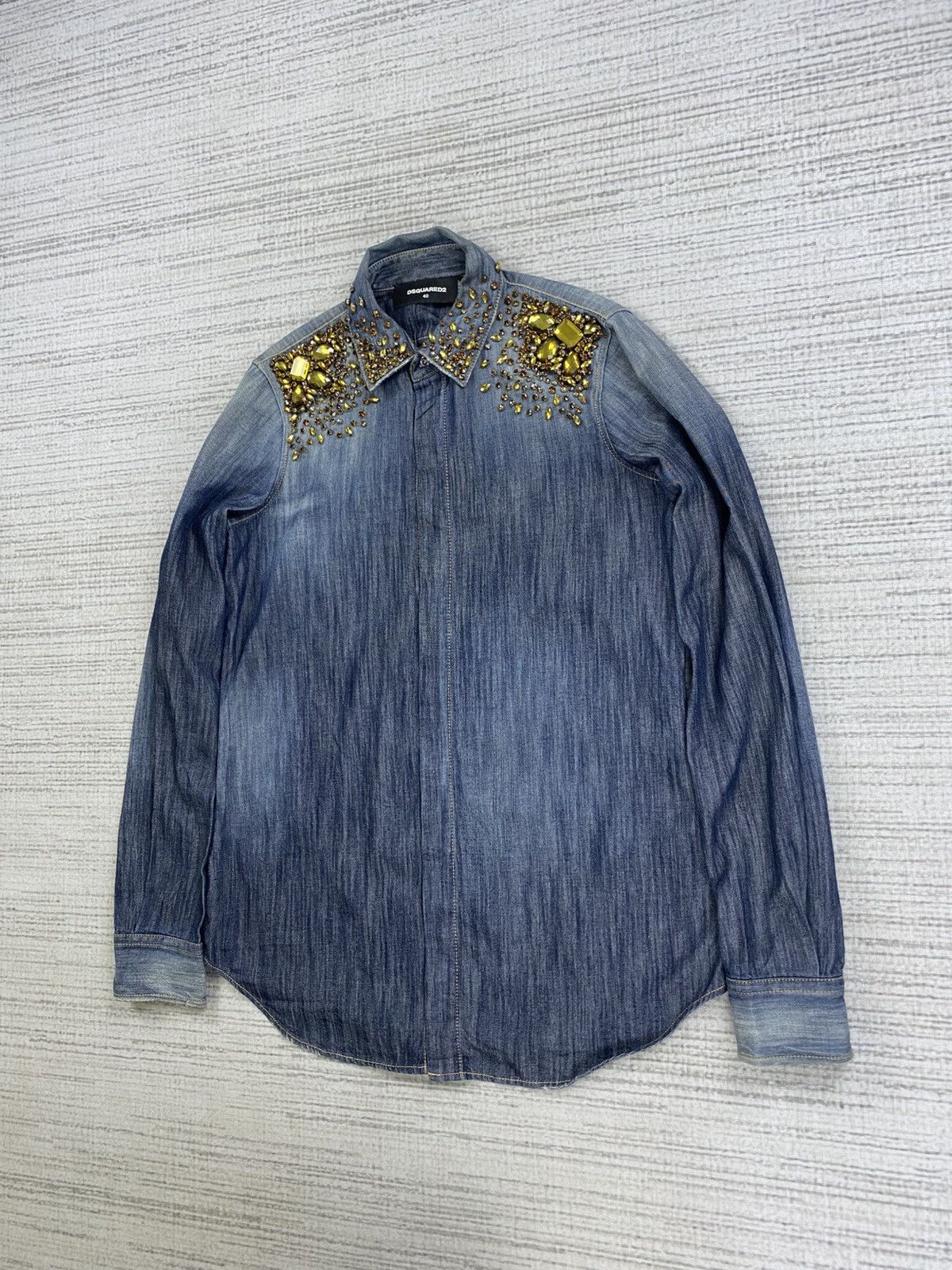 Dsquared2 × Japanese Brand × Vintage Vintage Dsquared2 Italy Blue Denim Rare Design Button Ups Size S / US 4 / IT 40 - 4 Thumbnail