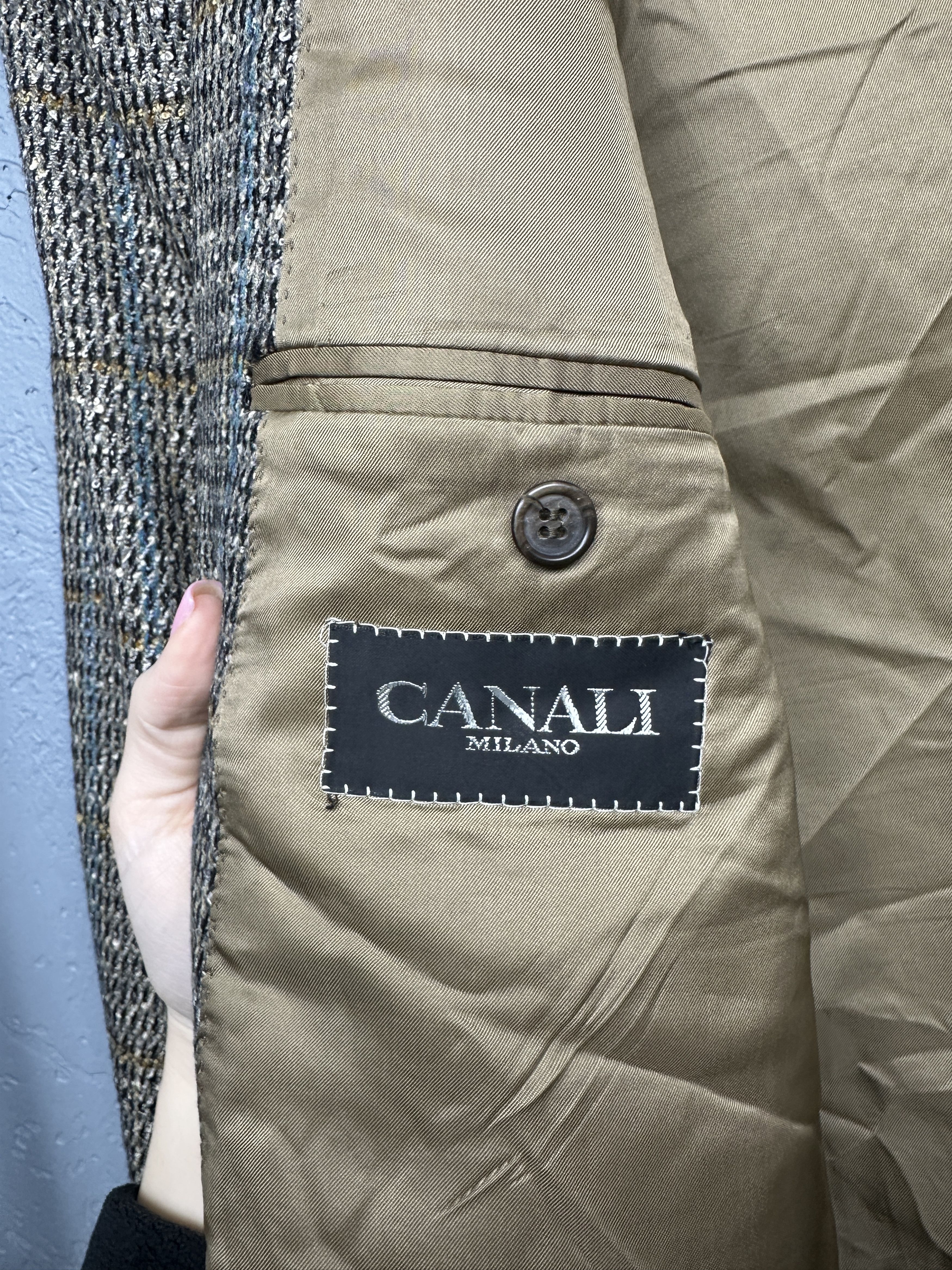 Canali Canali Vintage Double Breasted Wool Silk Blazer Jacket Size US L / EU 52-54 / 3 - 3 Thumbnail