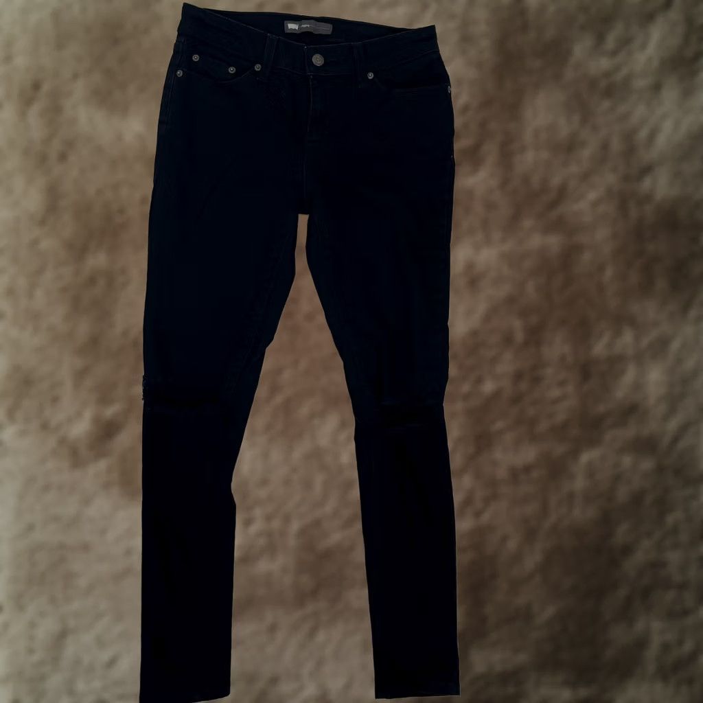 Levi's Levi's Jegging Jeans Womens W29 L30 Black Distressed Stretch Denim Slim Fit Pockets Zip 5-Pocket Size 29" - 1 Thumbnail