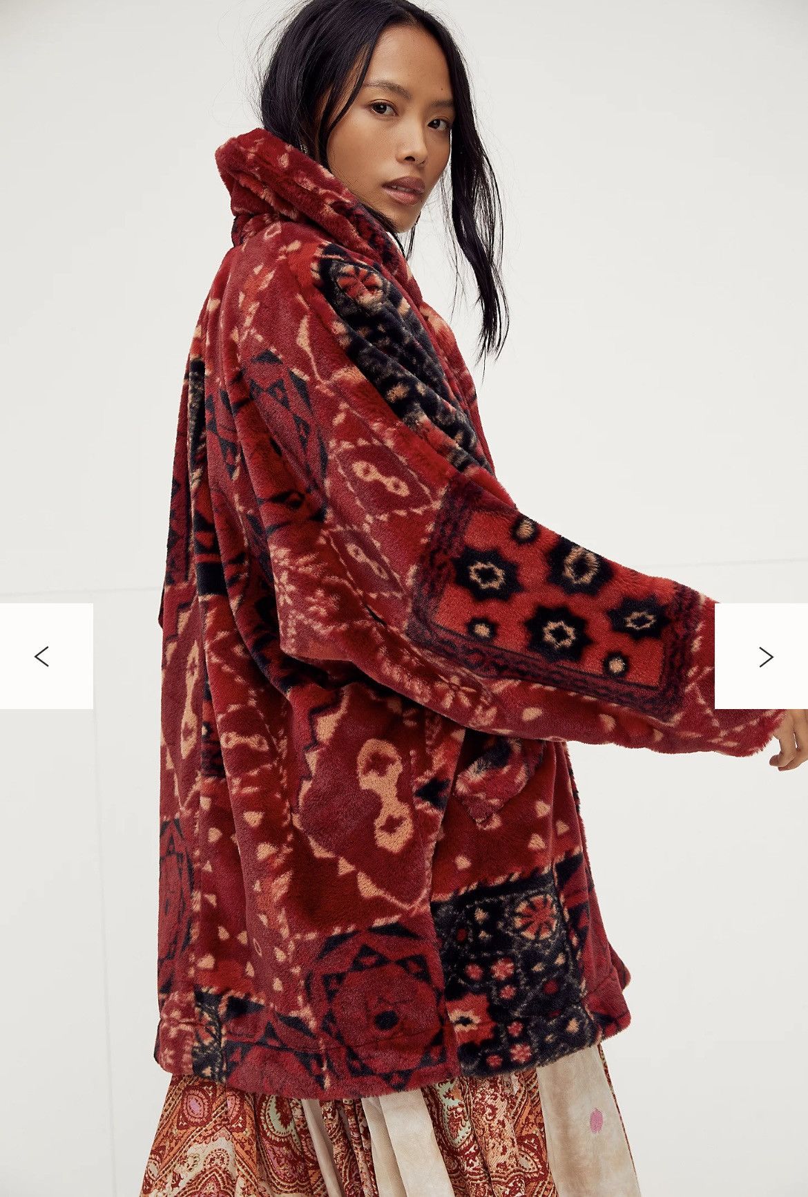 Free People Free People Patchwork Coat Oversized Fuzzy Longline Jacket Size M / US 6-8 / IT 42-44 - 8 Thumbnail