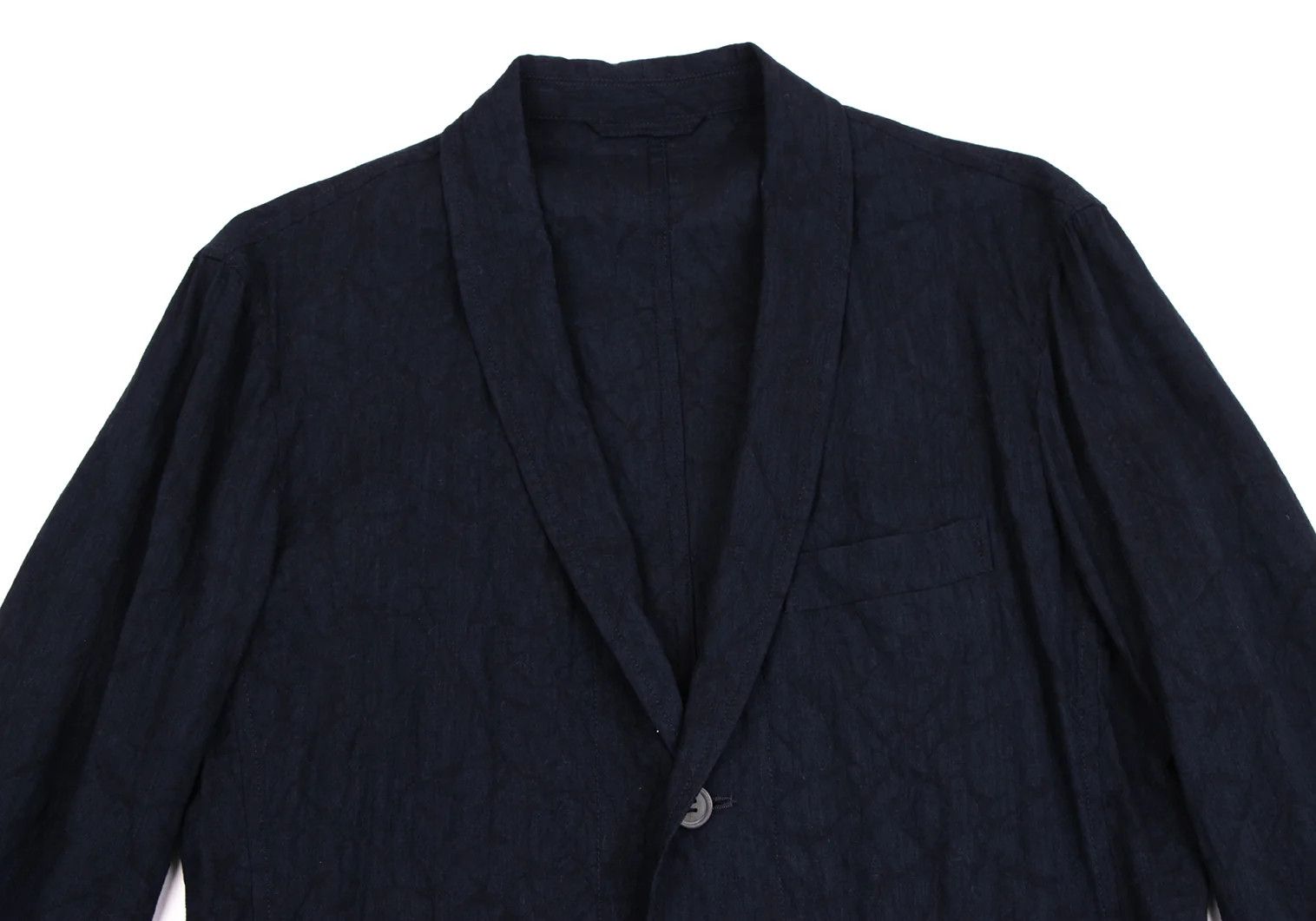 Issey Miyake Linen Blend Shawl Collar Jacket in Dark Blue Size US S / EU 44-46 / 1 - 2 Thumbnail