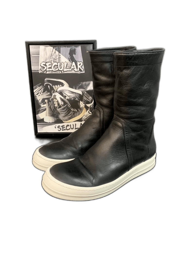 Rick Owens Rick Owens Black Leather High Boots-2508 Size US 10 / EU 43 - 1 Thumbnail