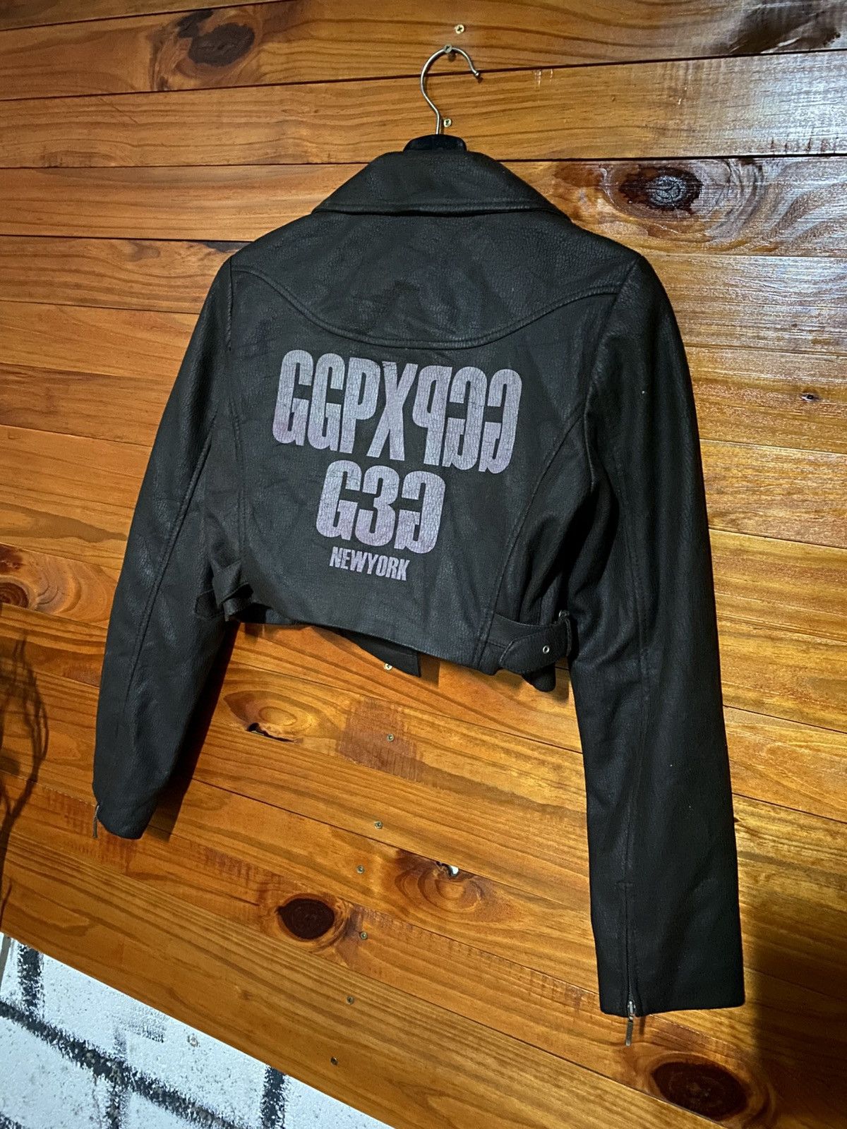 Vintage GGPX Inspired Cropped Faux Leather Biker Jacket | Women’s Size S / US 4 / IT 40 - 11 Thumbnail