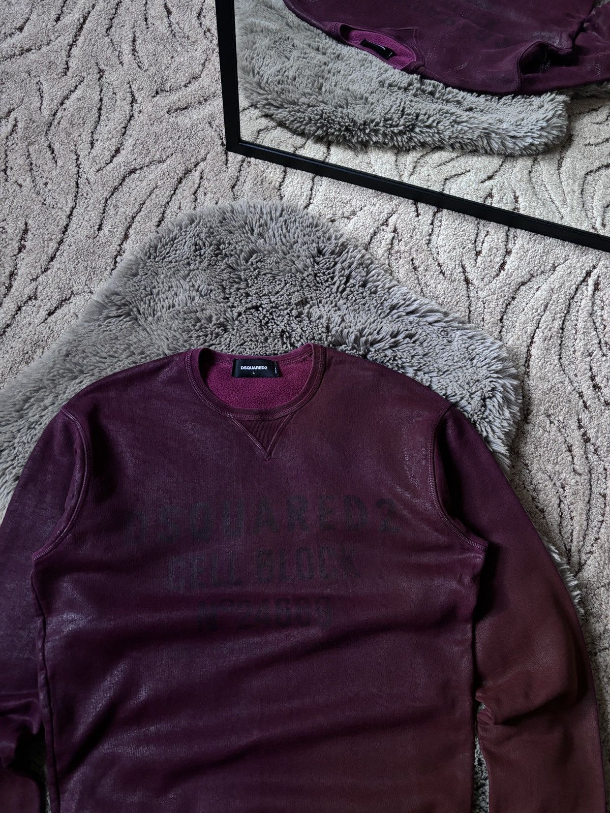 Dsquared2 sweatshirt cell block wax burgundy color