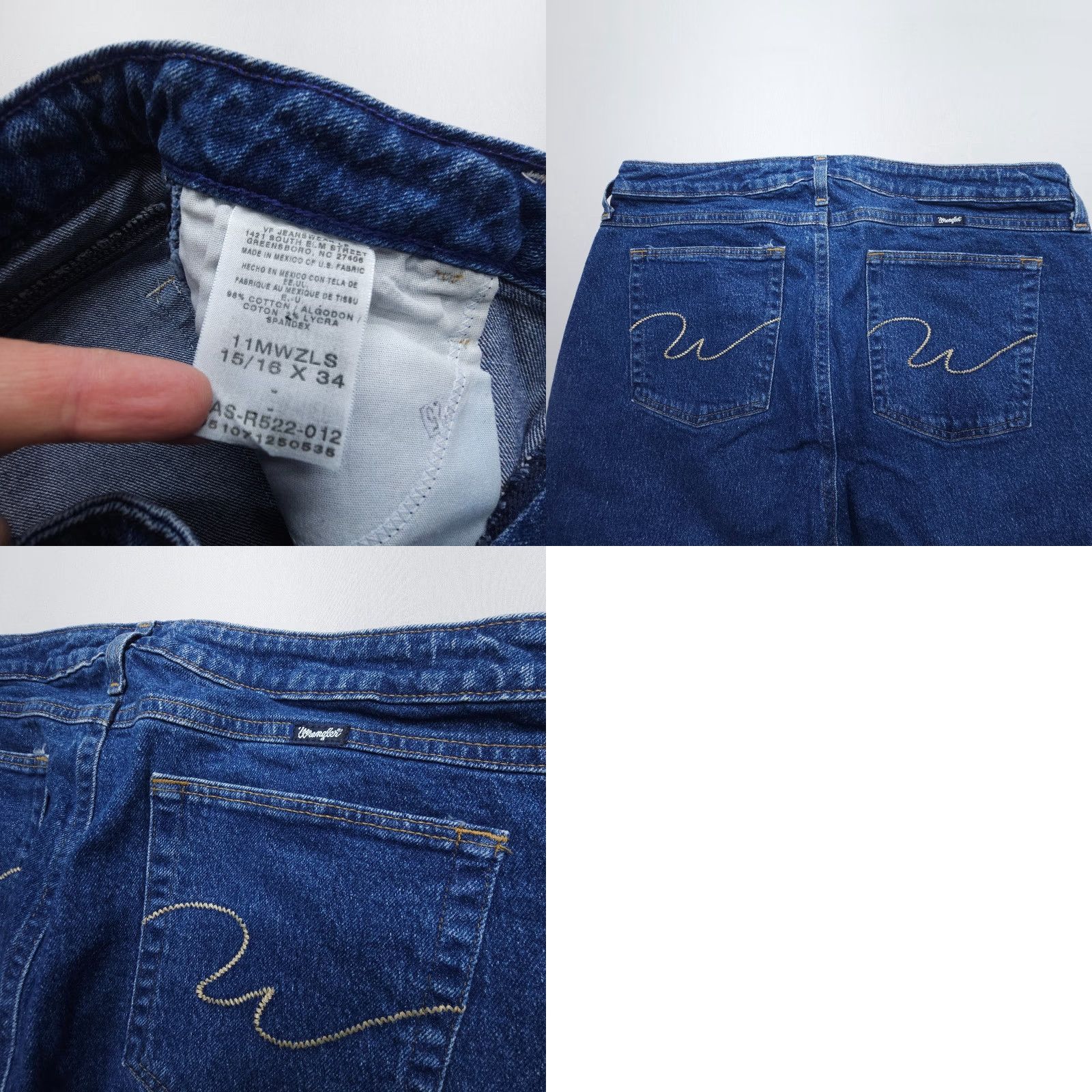 Wrangler VINTAGE Wrangler Cowboy Cut Jeans Womens 34x33 Dark Wash Bootcut Denim 90s Southwestern Cowboy Cut Womens Jeans Size 38" / US 16 / IT 52 - 8 Thumbnail