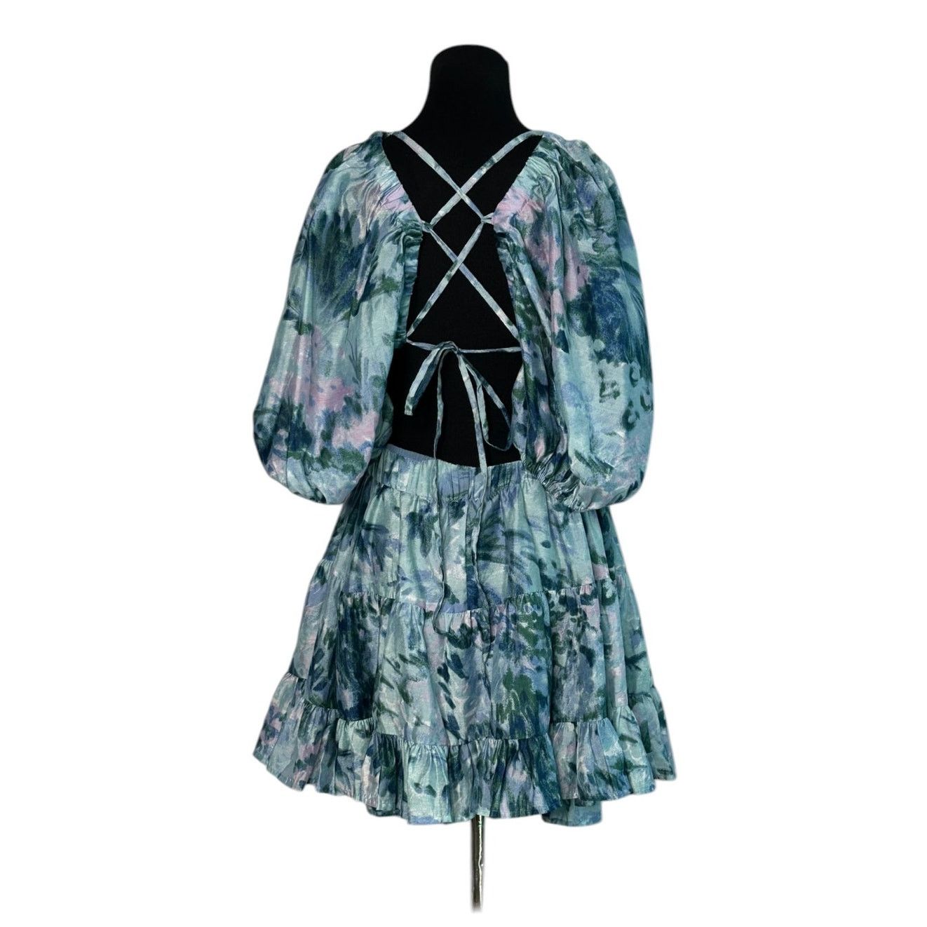 Asos Asos Design Blue Floral Tiered Voile Mini Dress Size 14 Size XL / US 12-14 / IT 48-50 - 10 Thumbnail