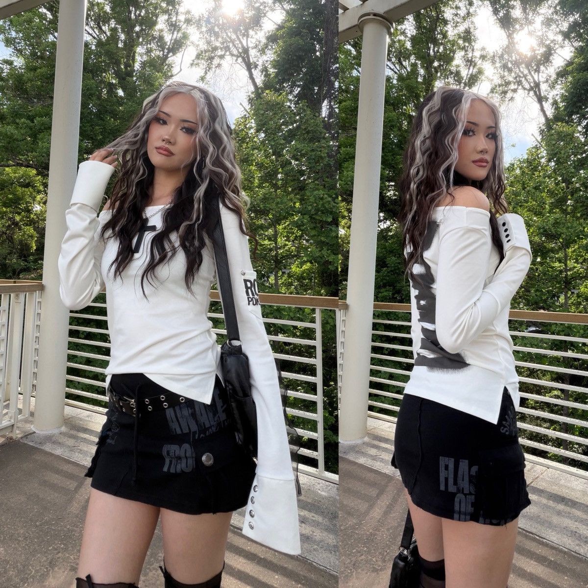 Other Graphic White Long Sleeve Tee w/ Pocket + Cross Button Cuffs Size M / US 6-8 / IT 42-44 - 11 Thumbnail