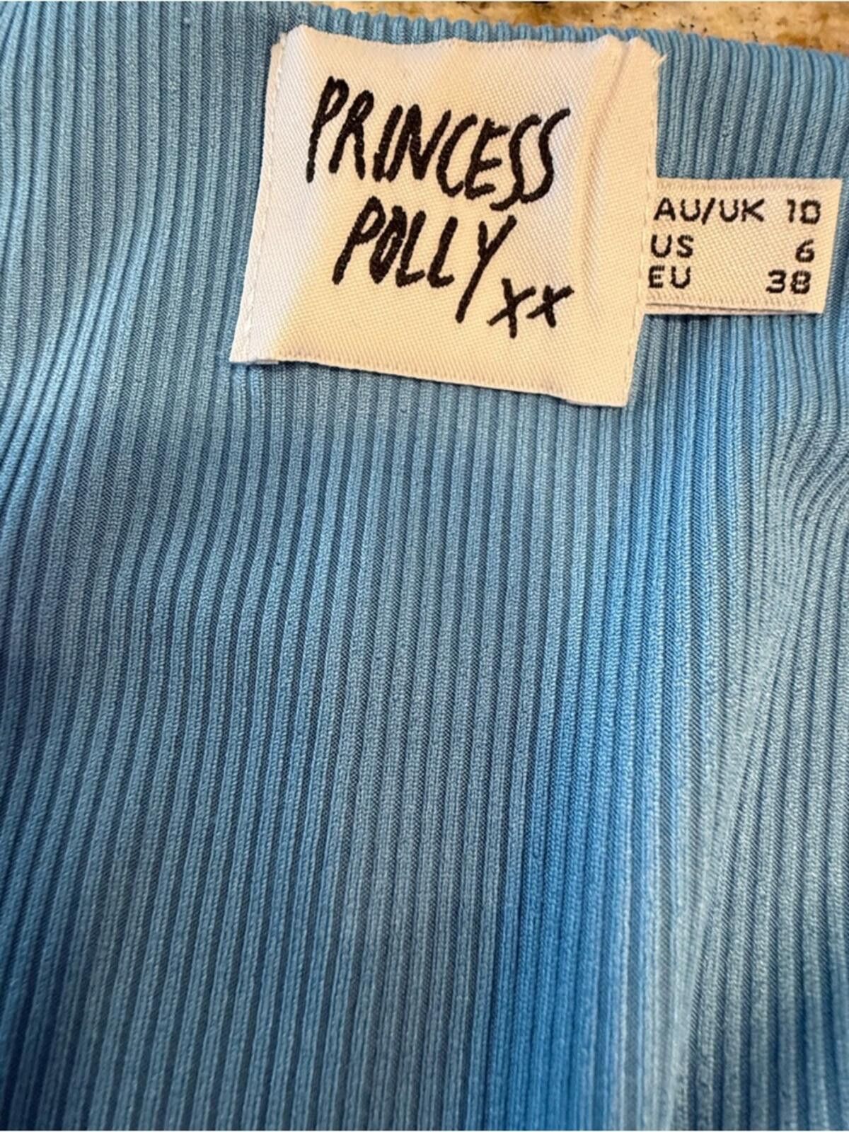 Other Princess Polly blue ribbed crop top wrap around strap SZ 6 Size M / US 6-8 / IT 42-44 - 5 Thumbnail