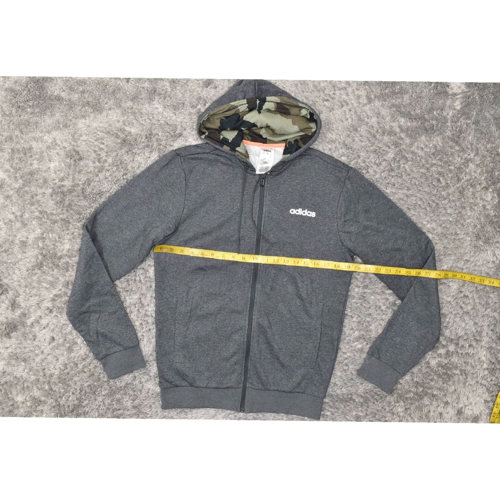 Adidas Adidas Mens Small Gray Cotton Blend Full Zip Solid Basic Jacket Hooded Shirt Size US S / EU 44-46 / 1 - 2 Thumbnail