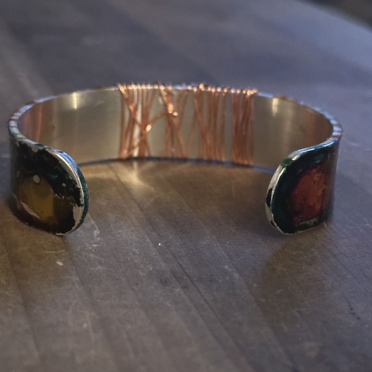 Other Handmade painted wire wrapped charm bangle cuff bracelet Size ONE SIZE - 5 Thumbnail