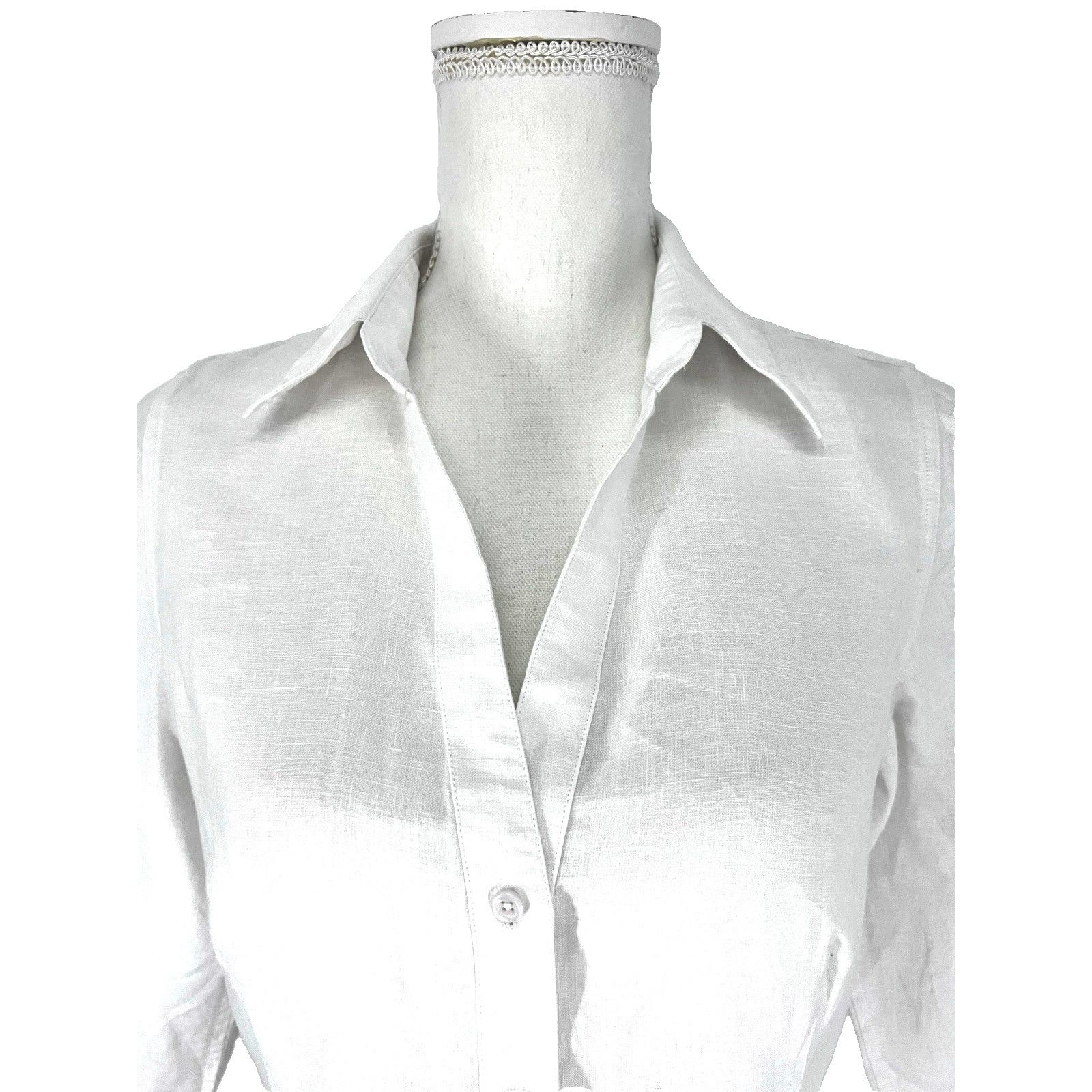 Vintage Talbots Petites White Linen Button Up Shirt Small 3/4 Sleeve Size S / US 4 / IT 40 - 4 Thumbnail