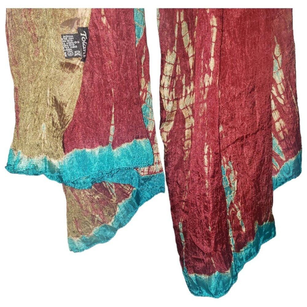 Designer CT1599 Tolani Gold & Teal Silk Fall Scarf/Wrap Size ONE SIZE - 5 Thumbnail