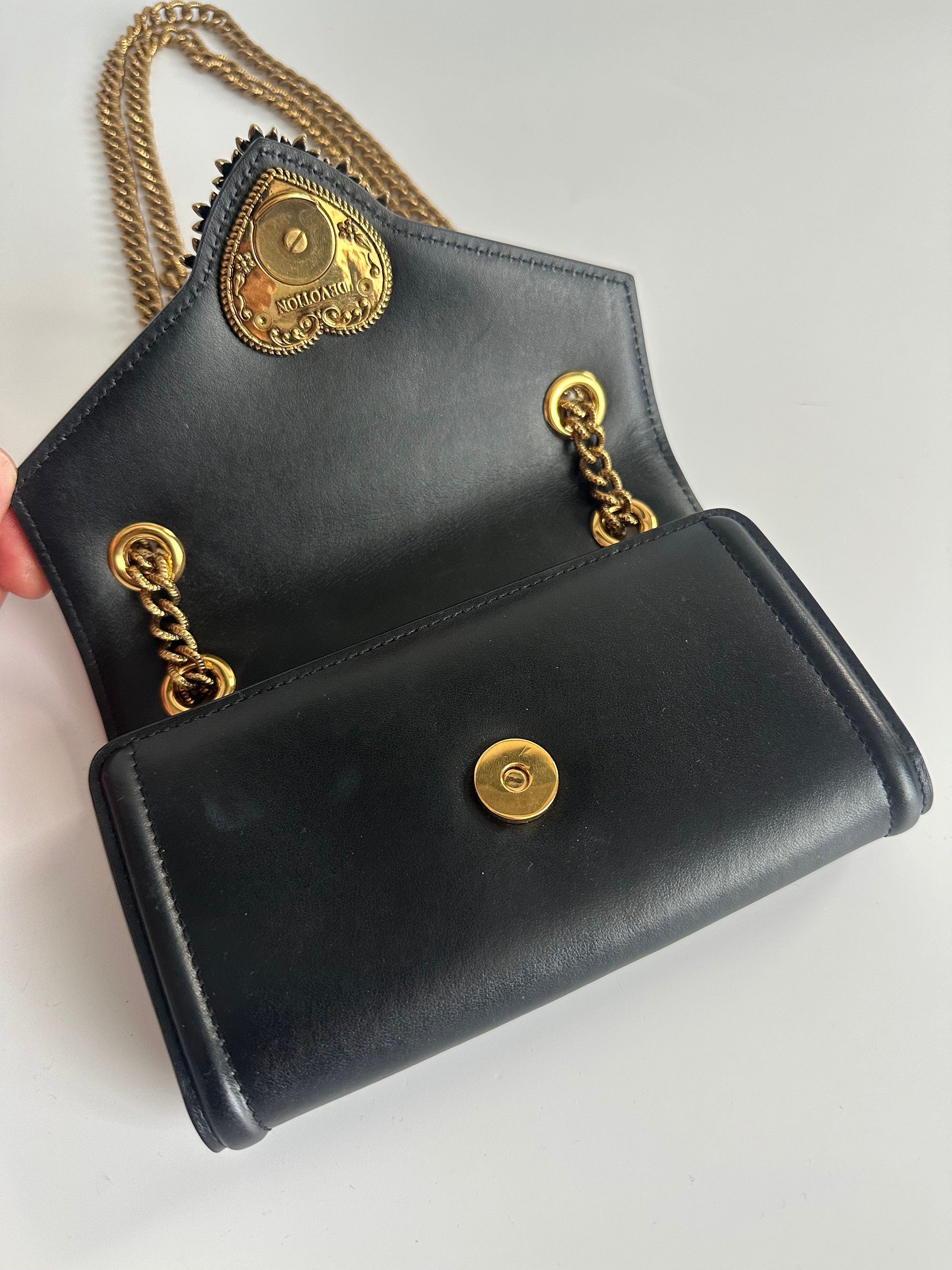 Dolce & Gabbana Dolce & Gabbana Devotion Mini Black Leather Bag Shoulder Size ONE SIZE - 6 Thumbnail