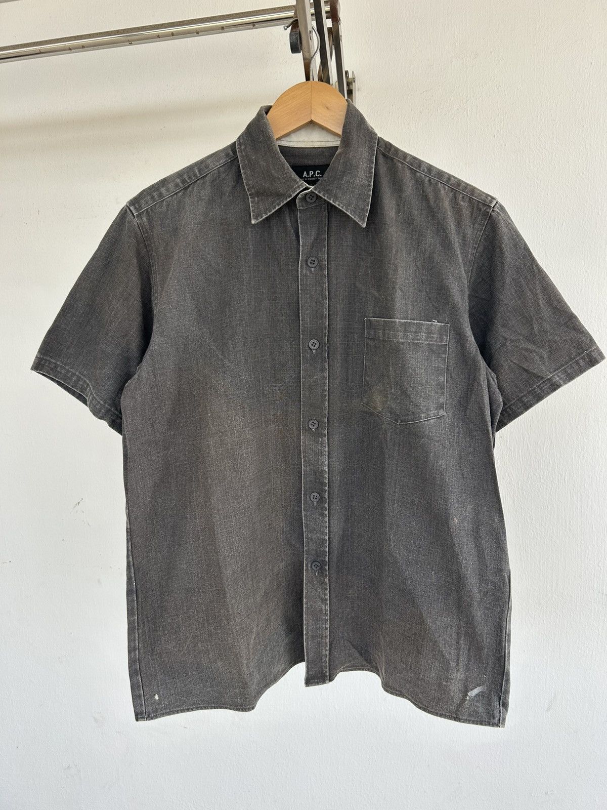 A.P.C. A.P.C ButtonUp Vintage Shirt Short Sleeve Black Size US M / EU 48-50 / 2 - 1 Thumbnail