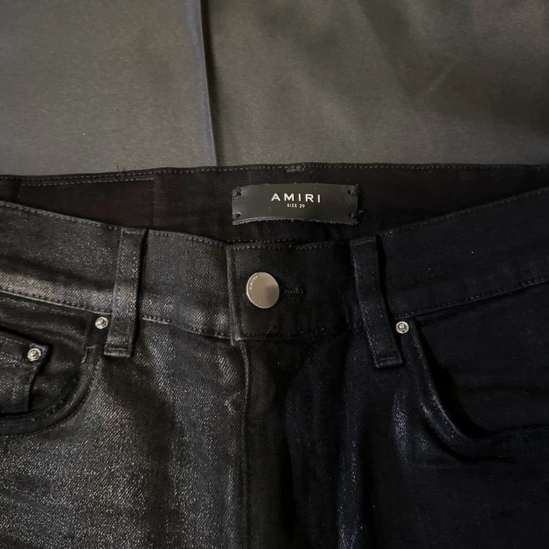 Amiri Amiri Knee-brushed waxed basic jeans -DMC-2508 Size US 29 - 3 Thumbnail