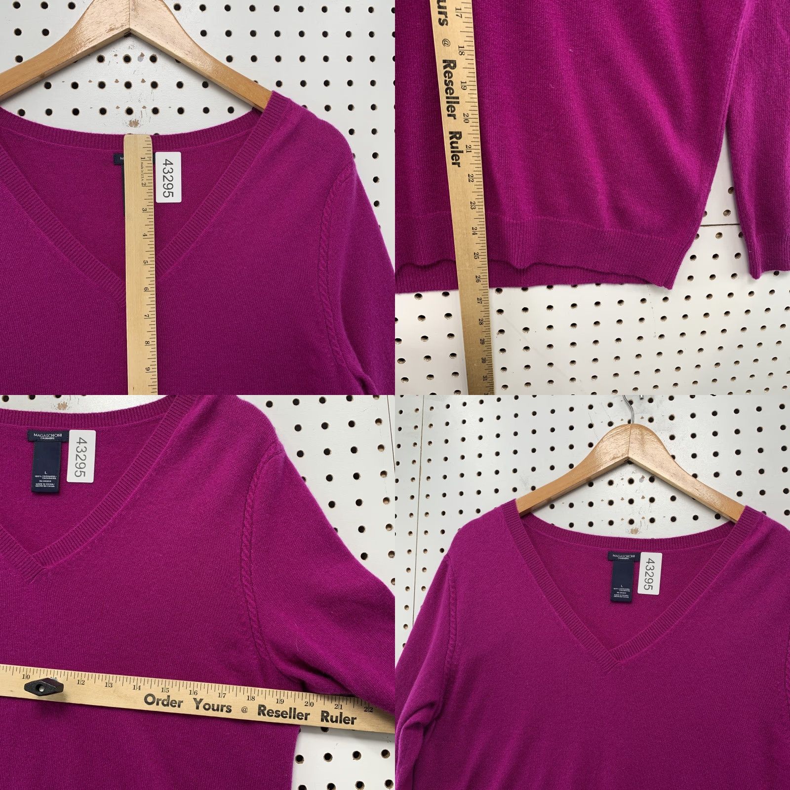 Vintage Magaschoni Cashmere Sweater Womens Large Purple Long Sleeve V-Neck Pullover Casual Size L / US 10 / IT 46 - 8 Thumbnail