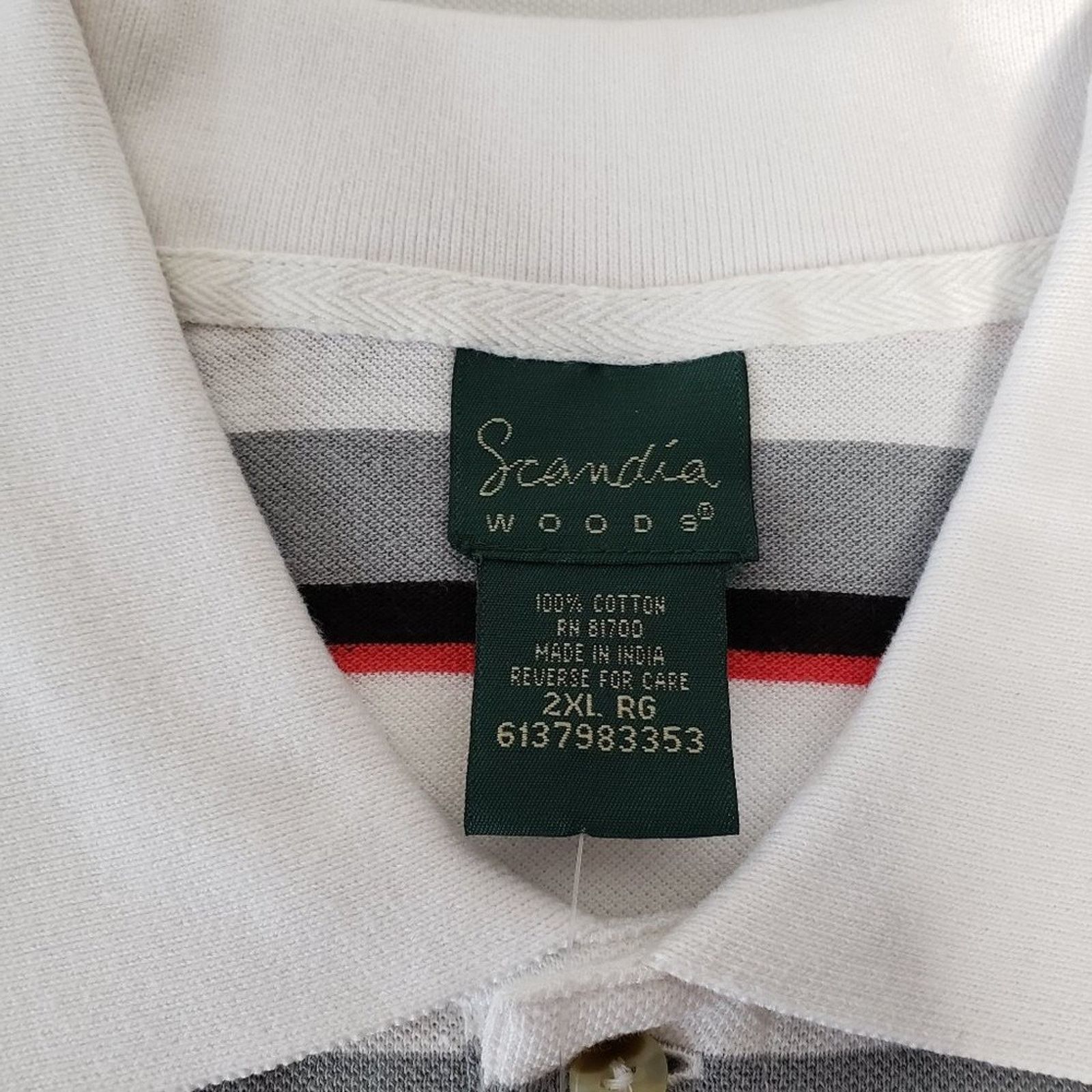Designer Scandia Woods Stripe Button Spread Collar Golf Polo 2XL Size US XXL / EU 58 / 5 - 4 Thumbnail