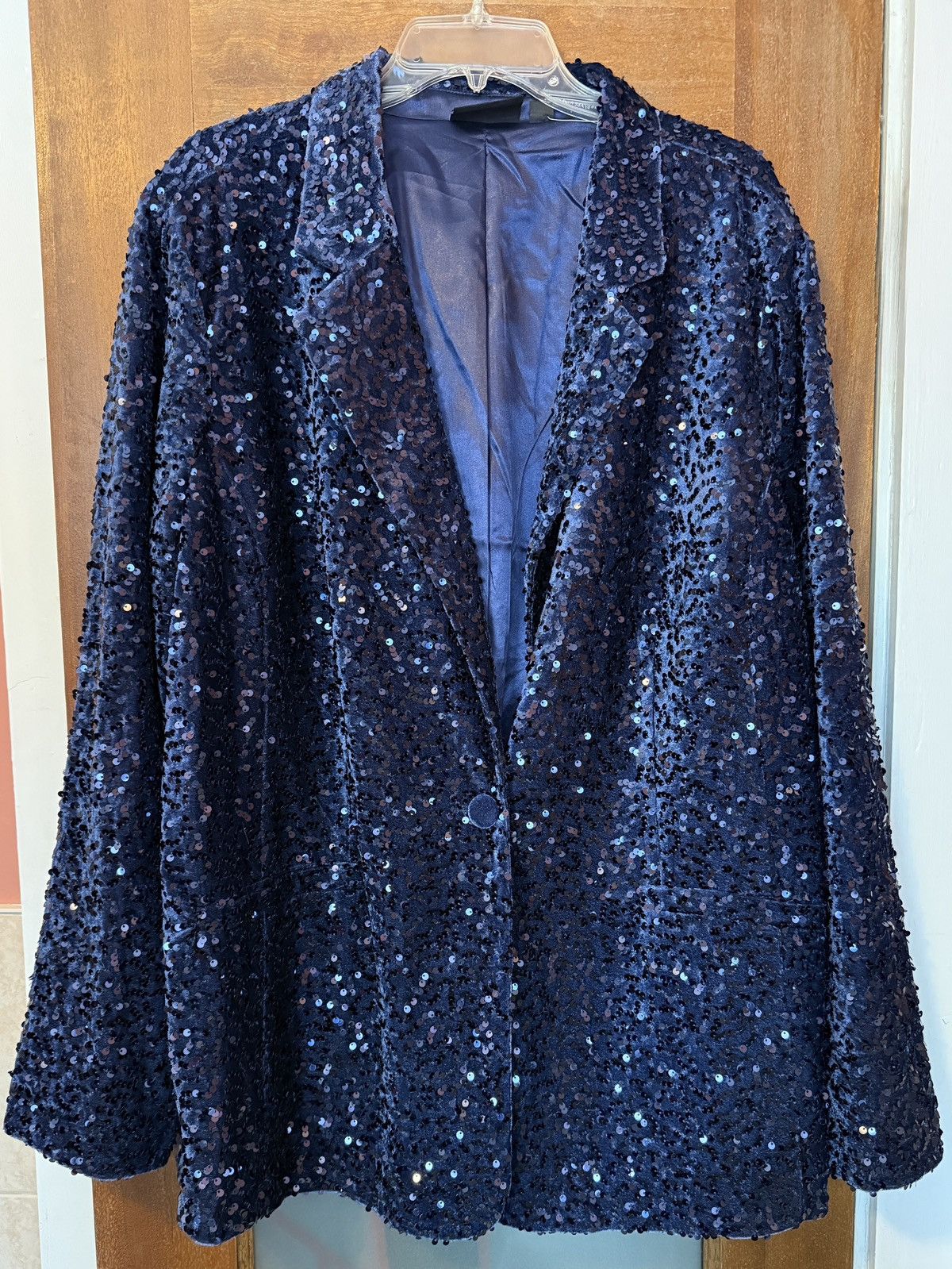 Joan Rivers Joan Rivers Red Carpet Vtg Plus Navy Sequin Single Blazer Size XXL / US 16-18 / IT 52-54 - 1 Thumbnail