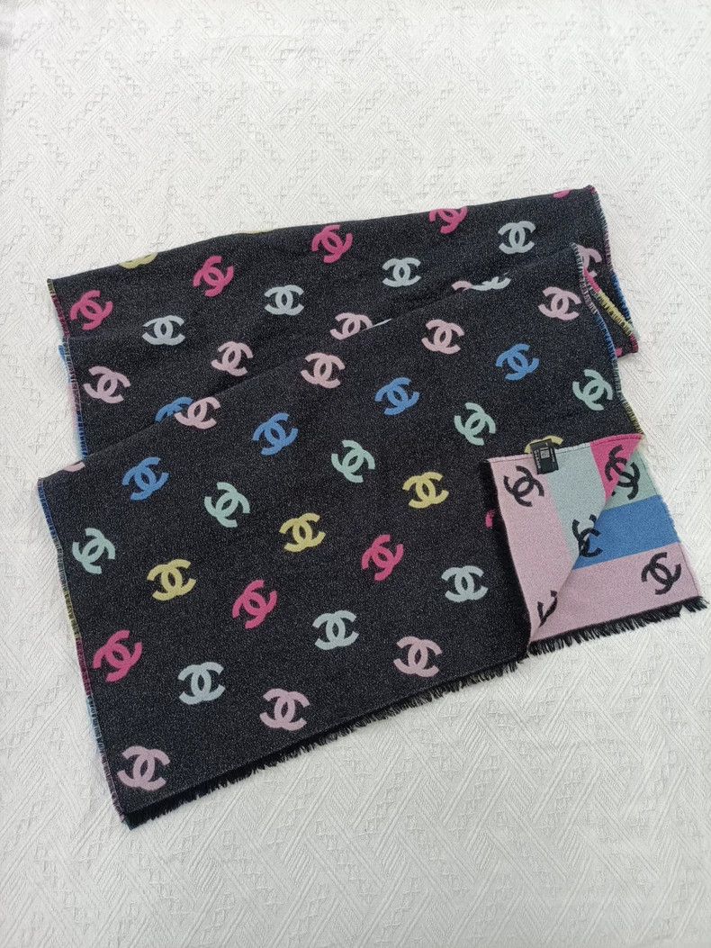 Chanel Chanel Rainbow full logo big logo double-sided cashmere sc Size ONE SIZE - 2 Thumbnail